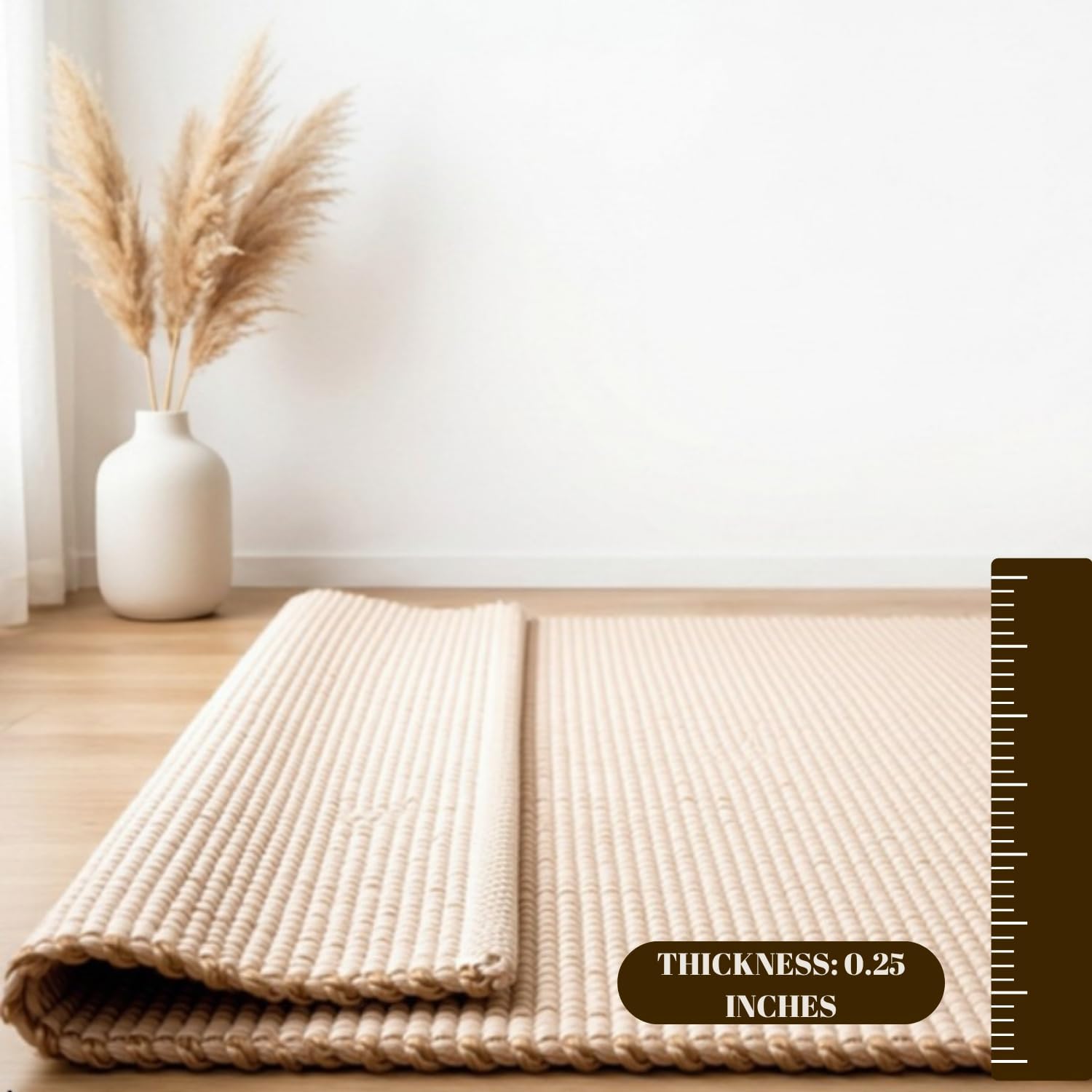 S & L Homes Jute Cotton Hand Woven Natural Farmhouse Area Rug for Living Room - Rustic Vintage Bohemian Décor - (6' x 9' Natural)