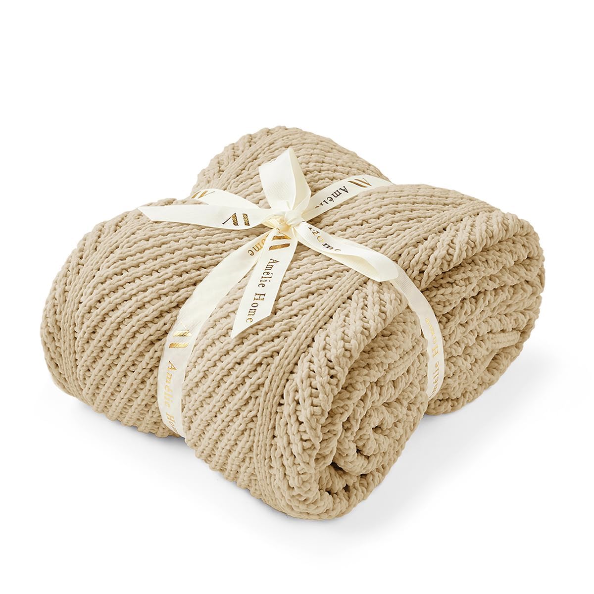 Sage Green Chunky Chenille Knit Throw Blanket 50x60 Inch Checkered Decor Blanket for Couch Bed