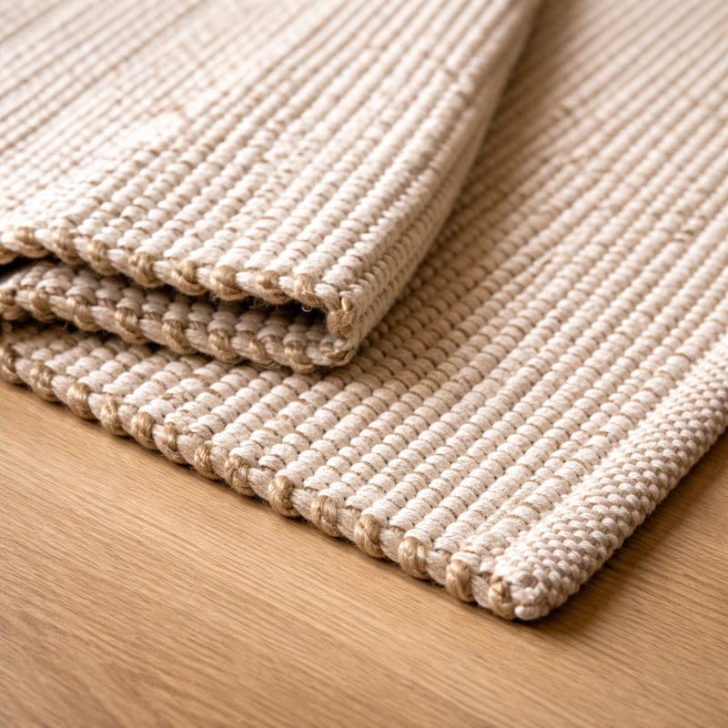 S & L Homes Jute Cotton Hand Woven Natural Farmhouse Area Rug for Living Room - Rustic Vintage Bohemian Décor - (6' x 9' Natural)