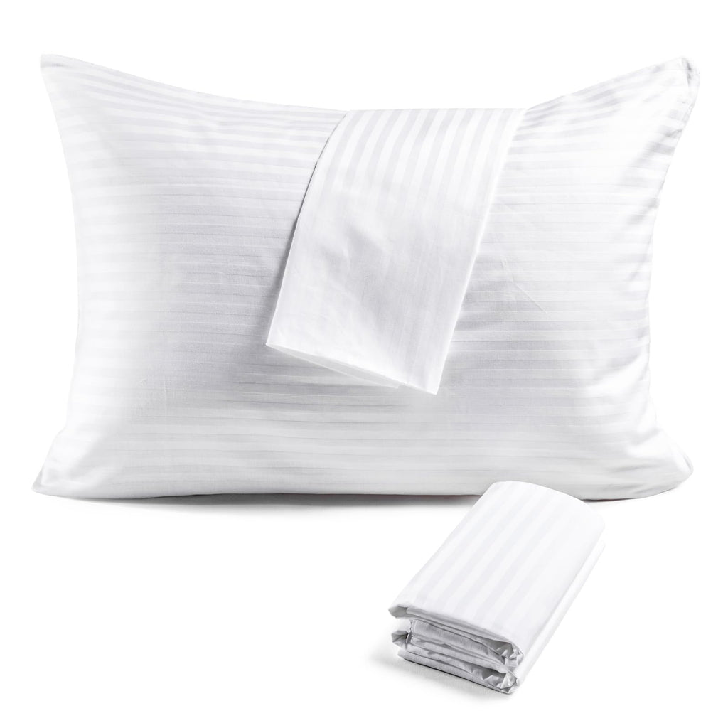 FAUNNA 600TC 100% Cotton Pillow Protectors, Queen Size (20x30), 4 Pack, Oeko-TEX Certified, Hotel Grade Pillow Cover with Silent Zipper, Zip Up Pillow Cases, White