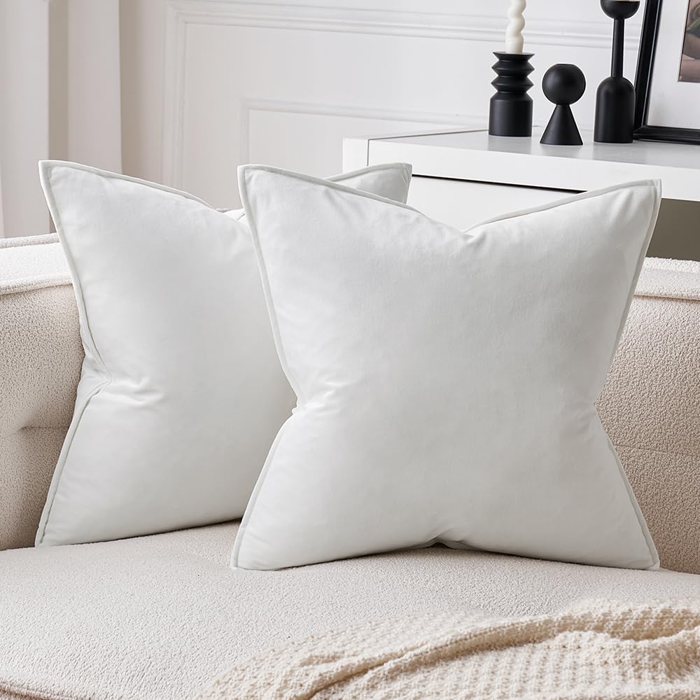 MIULEE Dark Coffee Velvet Throw Pillow Covers 22x22 Taupe Neutral Soft Decorative Solid Square Cushion Cases Pack of 2 Modern Luxury Home Decor for Couch, Sofa, Bedroom