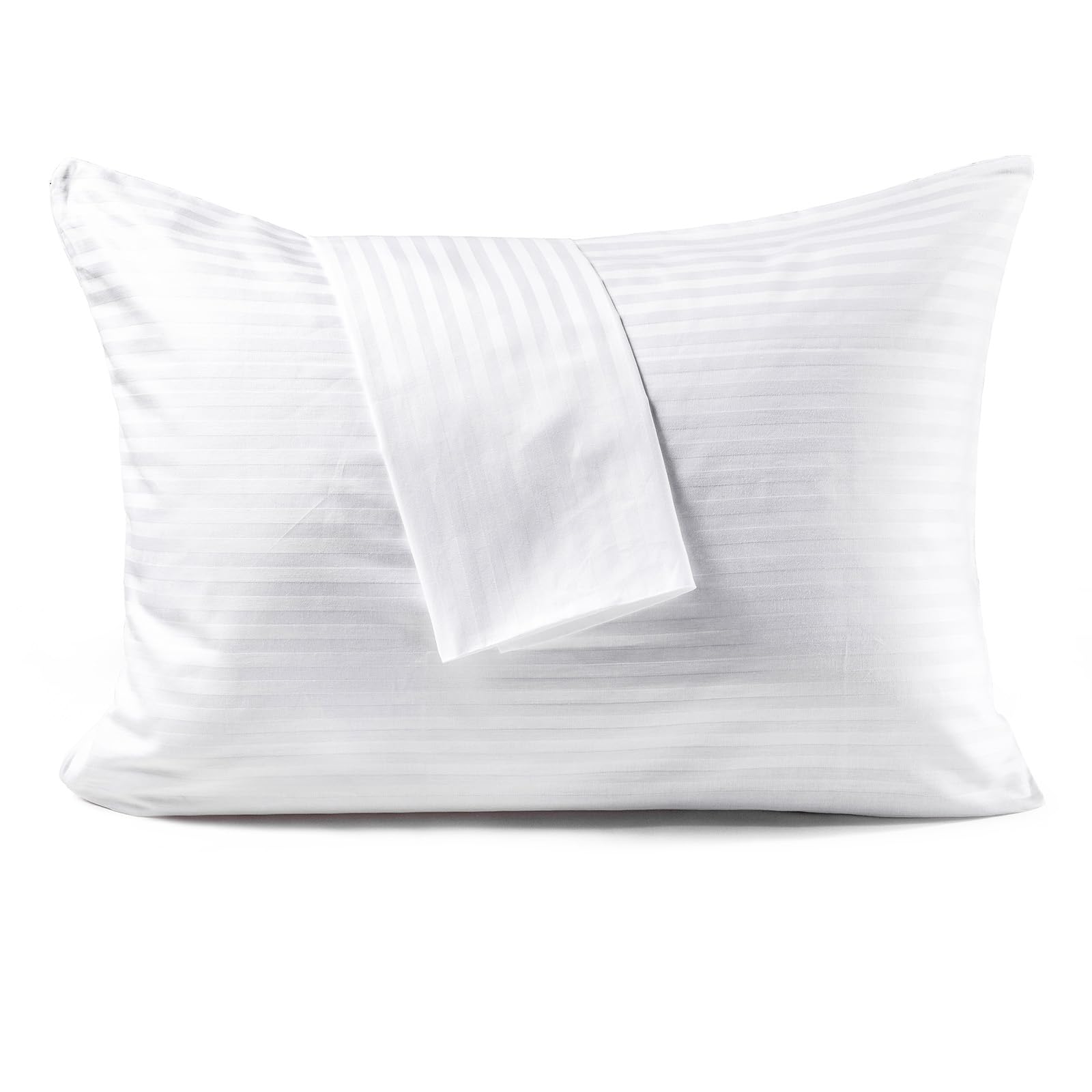 FAUNNA 600TC 100% Cotton Pillow Protectors, Queen Size (20x30), 4 Pack, Oeko-TEX Certified, Hotel Grade Pillow Cover with Silent Zipper, Zip Up Pillow Cases, White