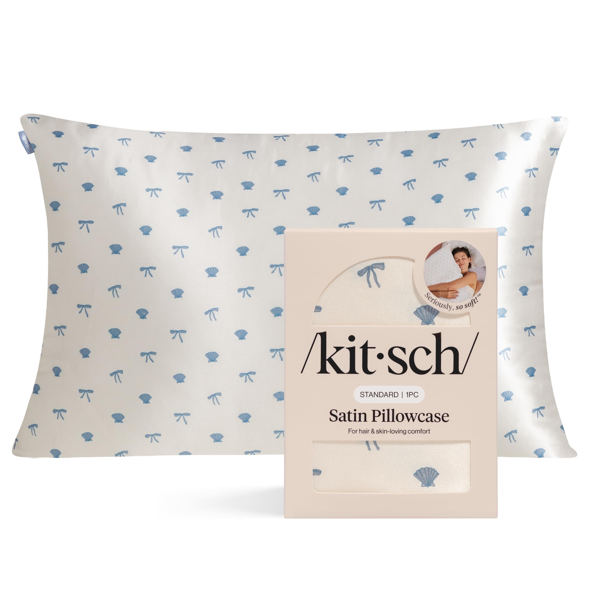 Kitsch Satin Pillowcase with Zipper for Hair & Skin - Softer Than Silk Pillow Cases, Smooth Cooling Satin Pillow Case, Wrinkle-Free, Machine Washable - Pillow Cases Standard Size (19x26), Ivory 2pcs