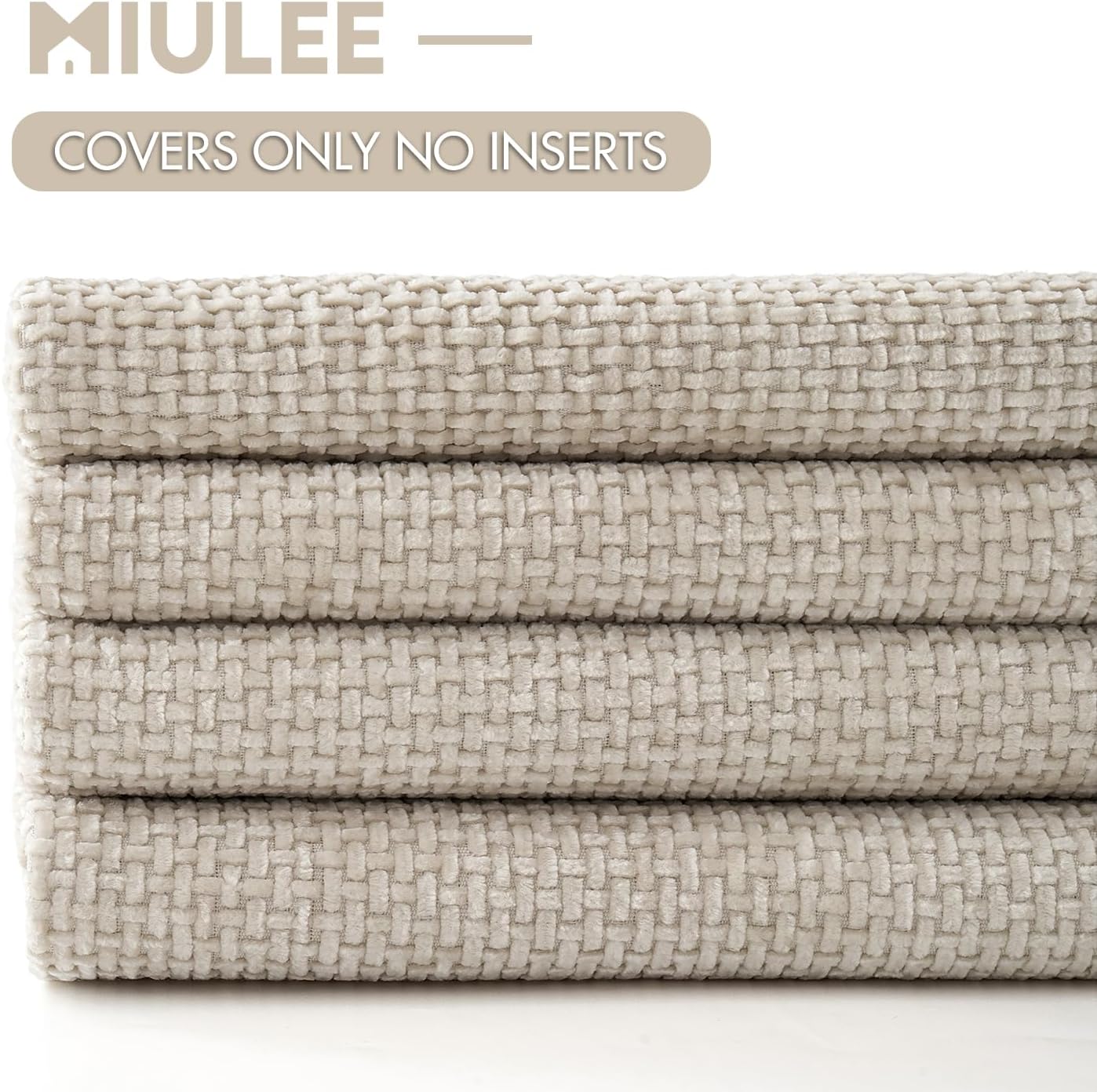 MIULEE Pack of 4 Couch Throw Pillow Covers 20x20 Inch Cream Soft Decorative Chenille Pillow Covers Farmhouse Accent Cushion Covers for Boho Spring Home Decor Sofa Bedroom Living Room