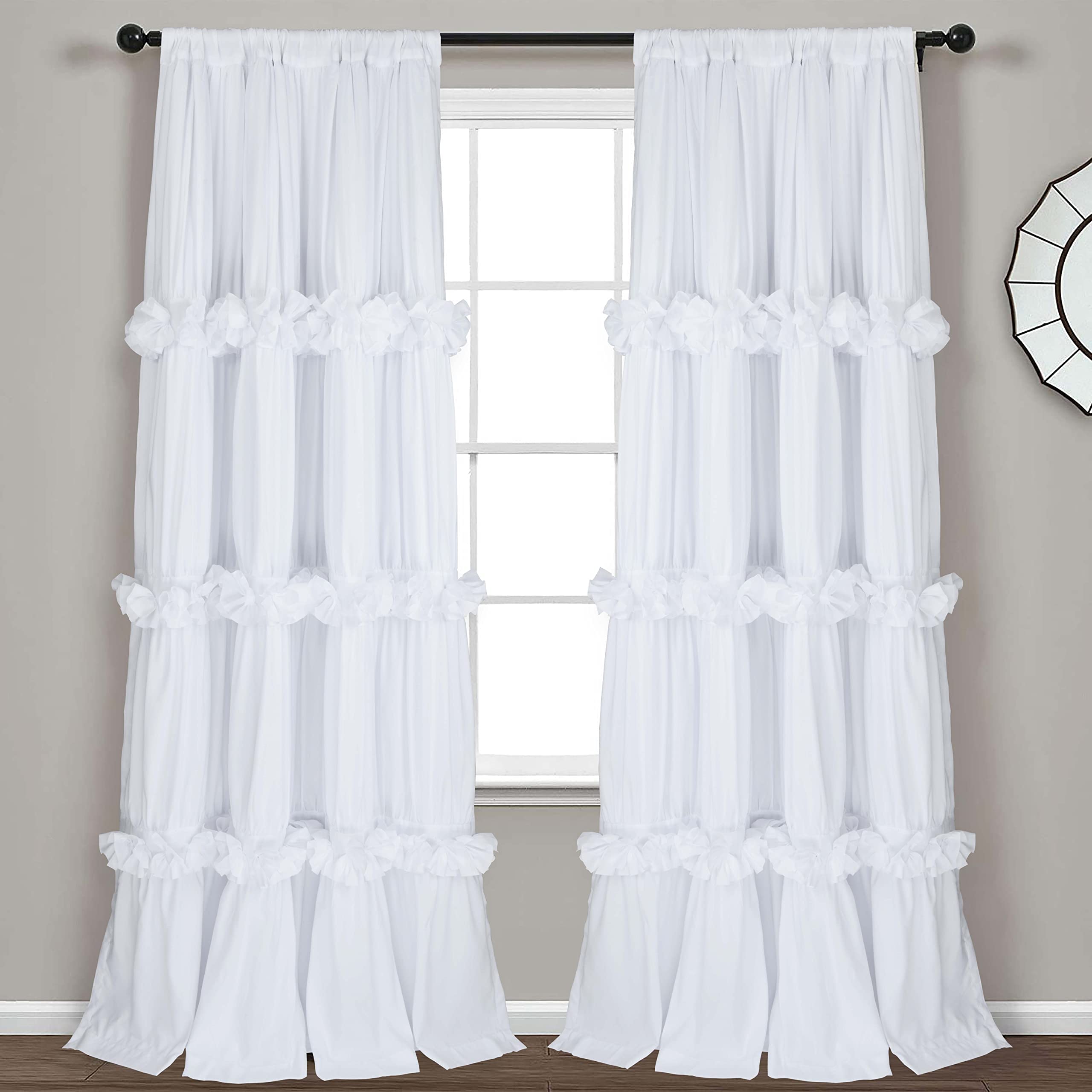 Homechoice Decor Thermal Insulated Blackout Window Curtains, 54" W x 84" L (Pair), Boho Ruched Window Treatments with 3 Rows of Butterfly Flowers, Rustic Rod Pocket Drapes for Room, Camel (LQ-30)