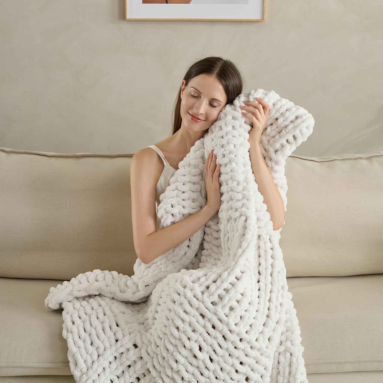 Soft Knitted Throw Blanket - 50x60 Inch Cozy & Lightweight All-Season Blanket, Wrinkle-Resistant Polyester for Couch, Bed, Sofa, Reading Nook (Green)