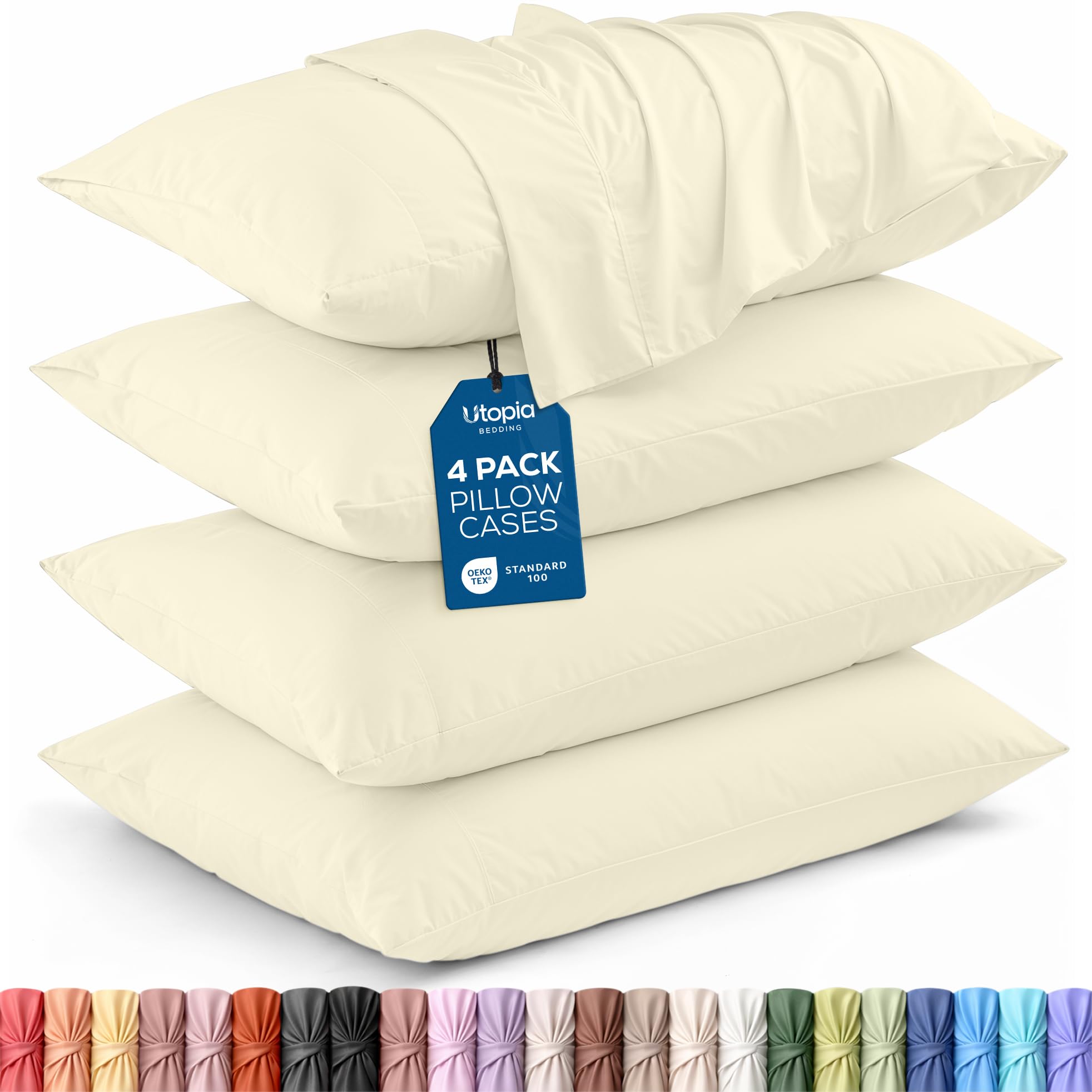 Utopia Bedding King Pillow Cases - 12 Pack - Envelope Closure - Soft Brushed Microfiber Fabric - Shrinkage and Fade Resistant Pillow Covers King Size 20 X 40 Inches (King, White)