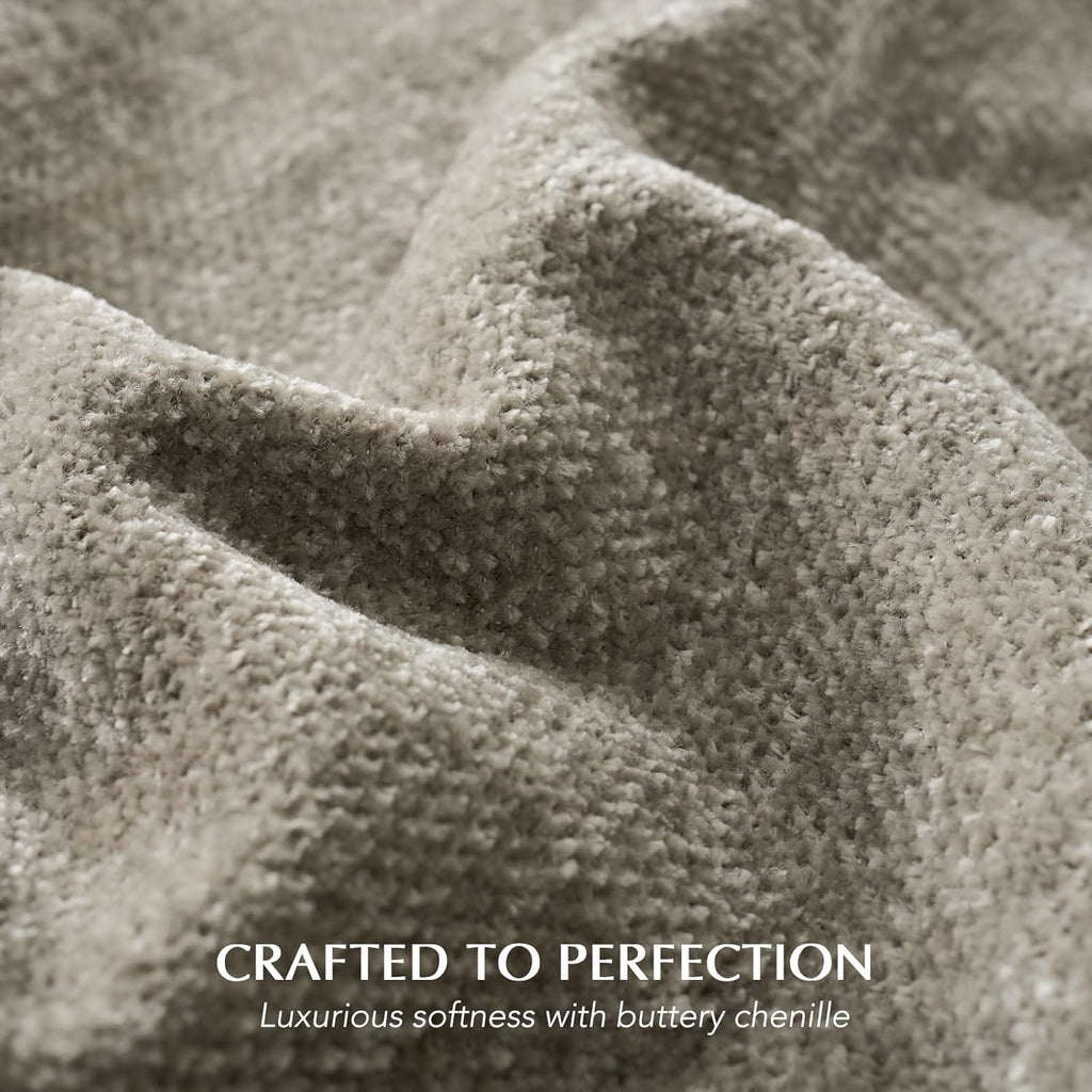 EverGrace Soft Chenille Bed Blanket Queen Size for Bed, Cozy Plush Fuzzy Lightweight Decorative Chenille Knit Throw Blanket with Tassels for Couch Sofa Gift Home Decor, Taupe 90"x90"