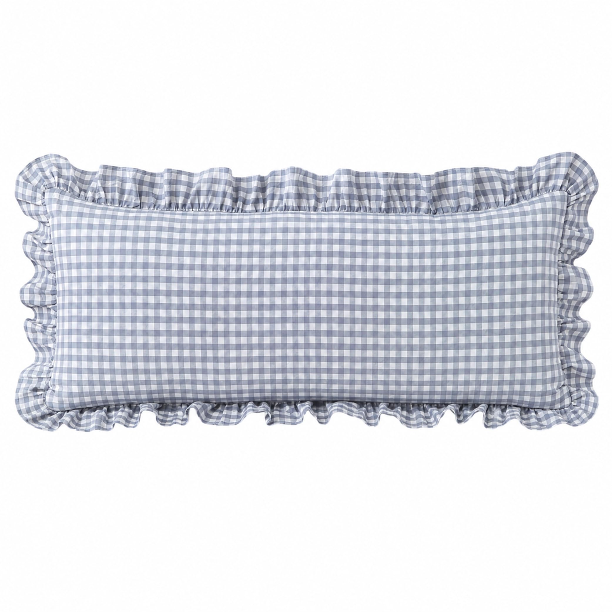 18x18 Taupe White Checkered Cotton Pillow Covers Ruffle Trim Zipper Decor Cushion Cases Set of 2