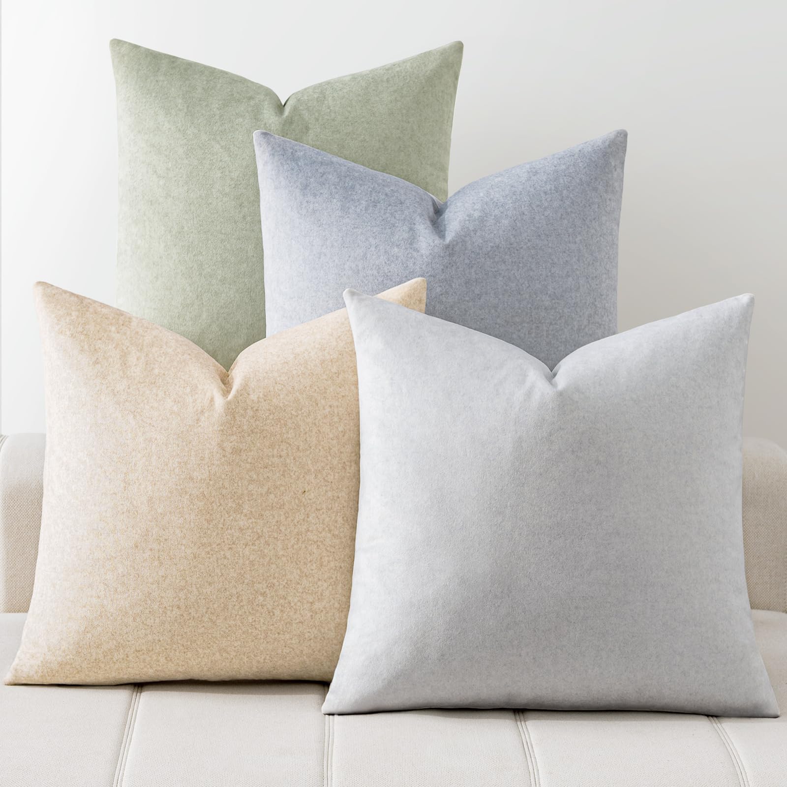 a moment Waterproof Throw Pillow Covers Set of 4,20x20 Inch Outdoor Stain Resistant Pet Friendly Pillowcases Cushion Covers for Patio Sofa and Living Room,Green