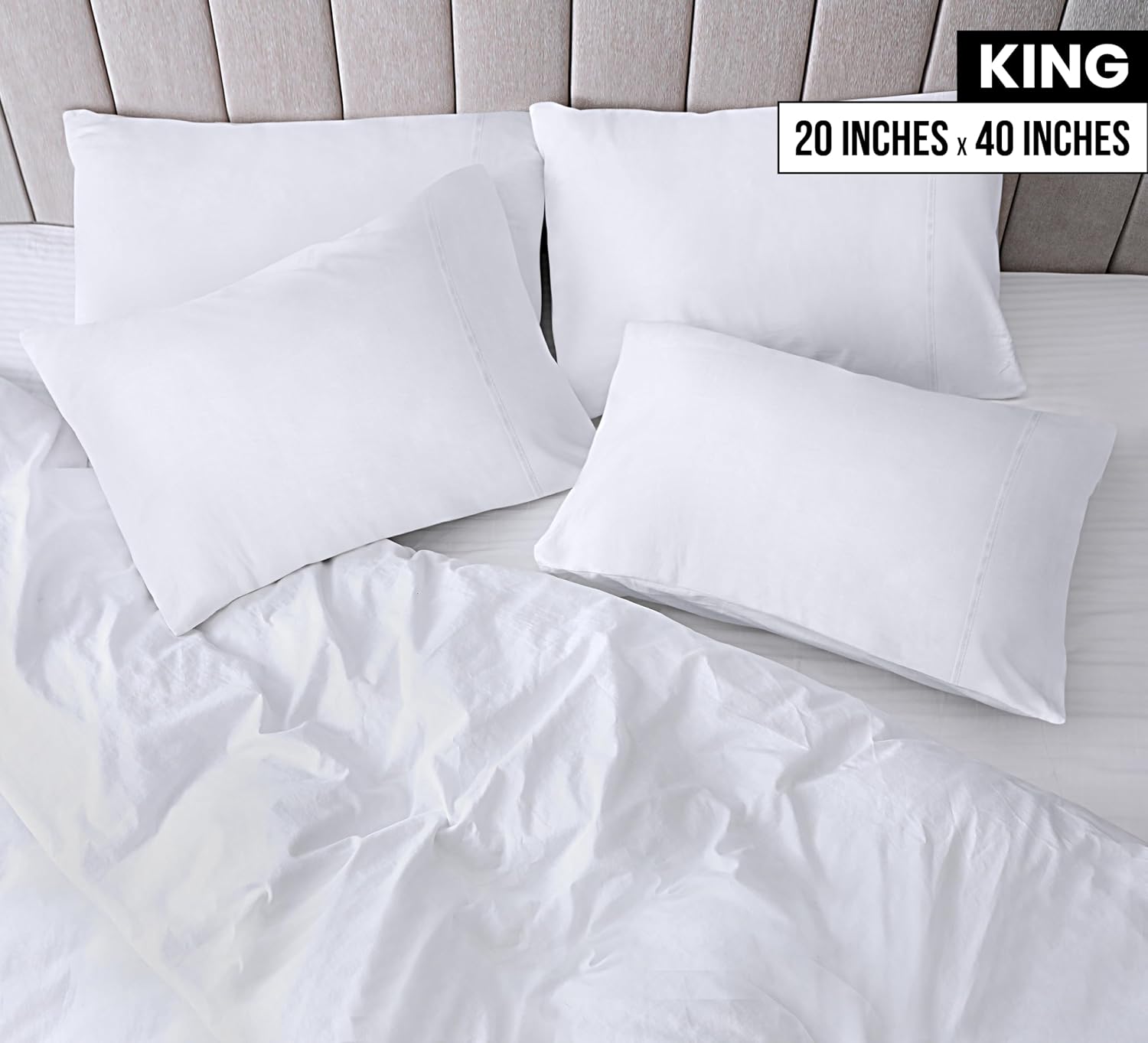Utopia Bedding King Pillow Cases - 12 Pack - Envelope Closure - Soft Brushed Microfiber Fabric - Shrinkage and Fade Resistant Pillow Covers King Size 20 X 40 Inches (King, White)