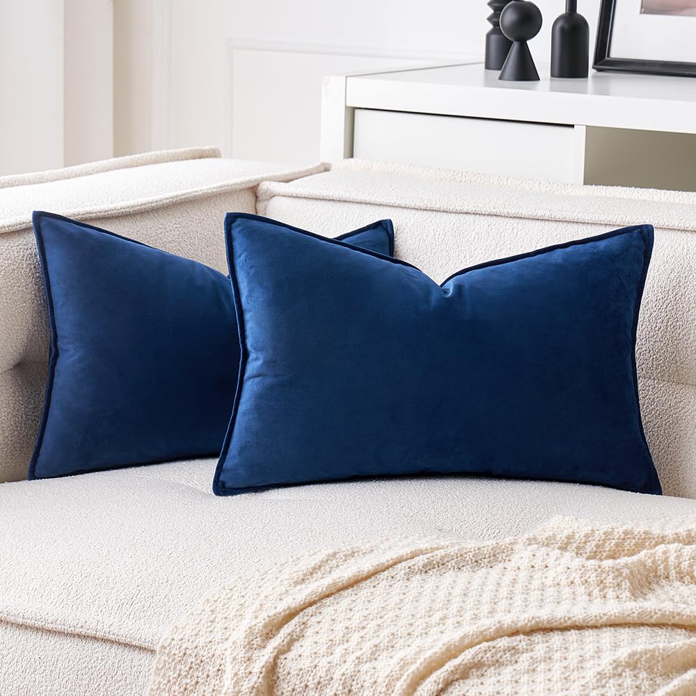 MIULEE Dark Coffee Velvet Throw Pillow Covers 22x22 Taupe Neutral Soft Decorative Solid Square Cushion Cases Pack of 2 Modern Luxury Home Decor for Couch, Sofa, Bedroom