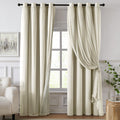 84 Inch Pink Double Layer Blackout Curtains with Sheer Overlay Grommet Window Drapes