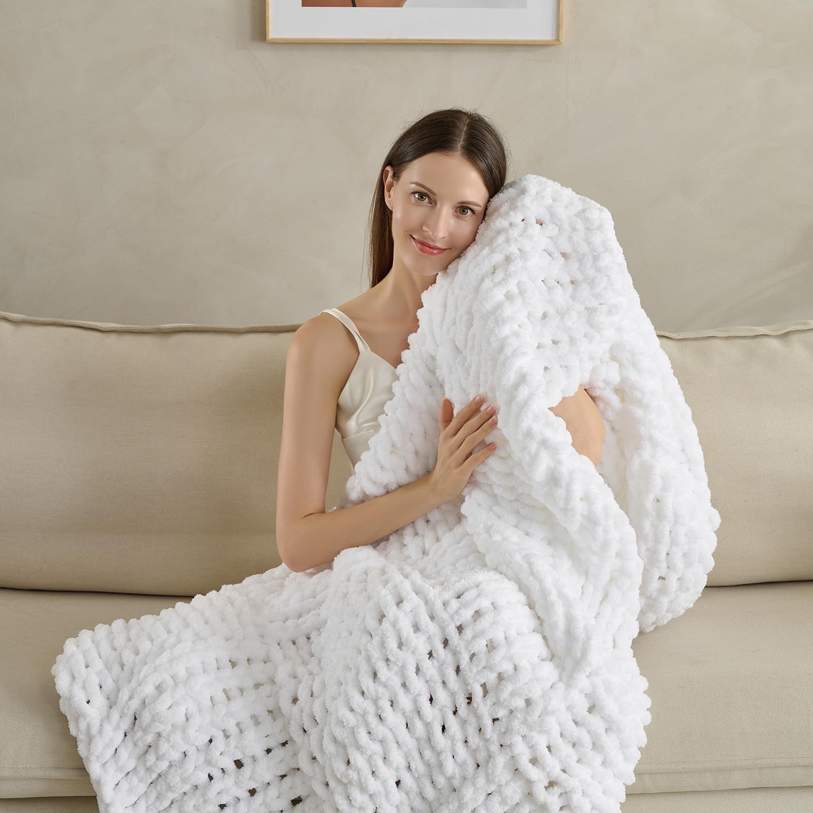 Soft Knitted Throw Blanket - 50x60 Inch Cozy & Lightweight All-Season Blanket, Wrinkle-Resistant Polyester for Couch, Bed, Sofa, Reading Nook (Green)