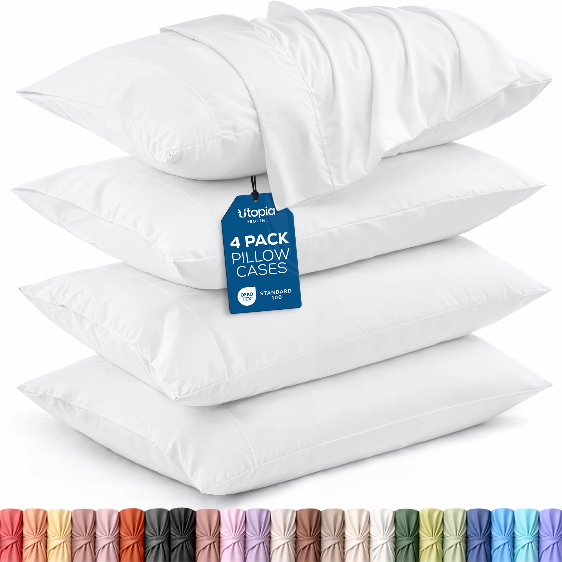 Utopia Bedding King Pillow Cases - 12 Pack - Envelope Closure - Soft Brushed Microfiber Fabric - Shrinkage and Fade Resistant Pillow Covers King Size 20 X 40 Inches (King, White)