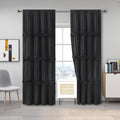Homechoice Decor Thermal Insulated Blackout Window Curtains, 54" W x 84" L (Pair), Boho Ruched Window Treatments with 3 Rows of Butterfly Flowers, Rustic Rod Pocket Drapes for Room, Camel (LQ-30)