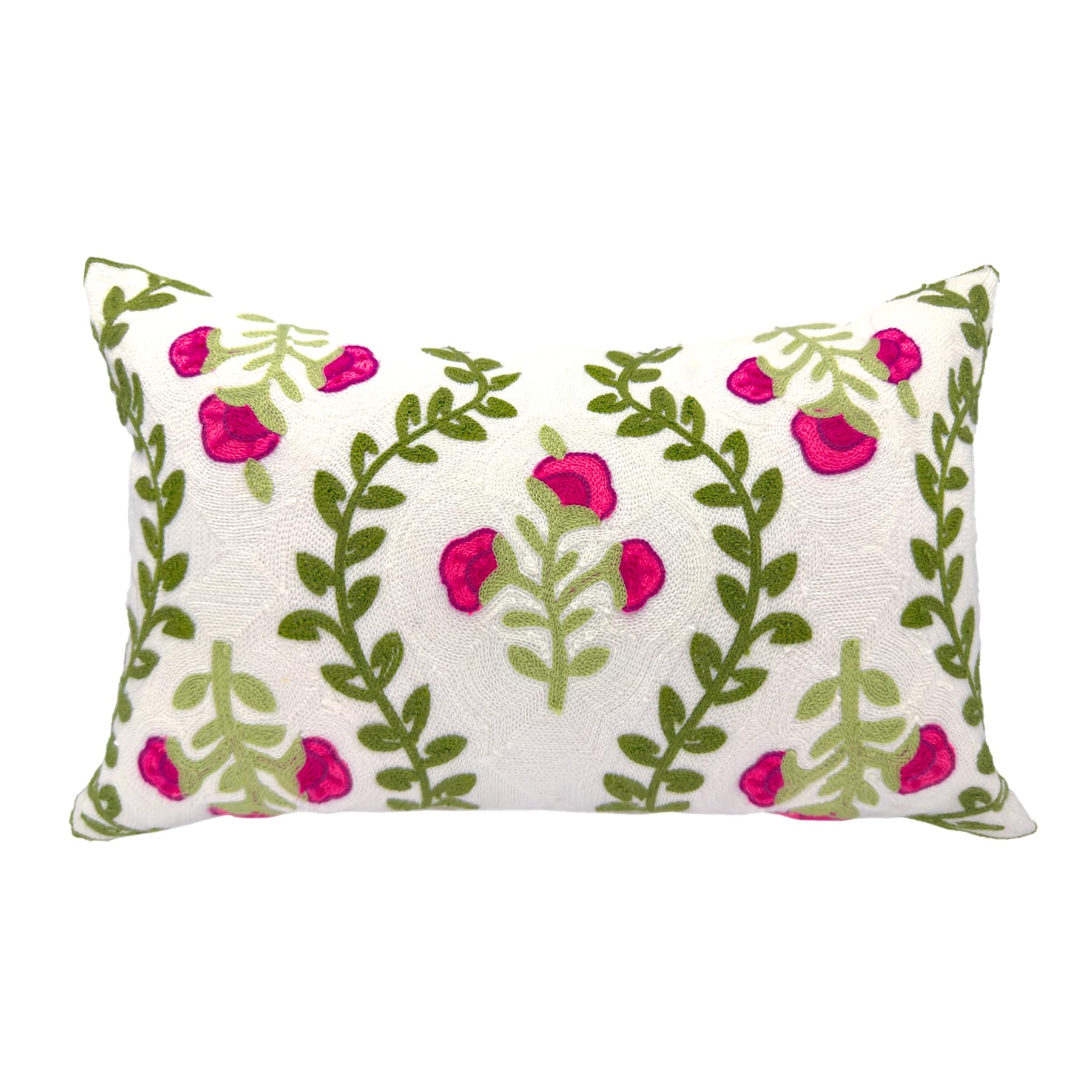 18 Inch Blue Floral Embroidered Cotton Pillow Covers Farmhouse Decor Set of 2