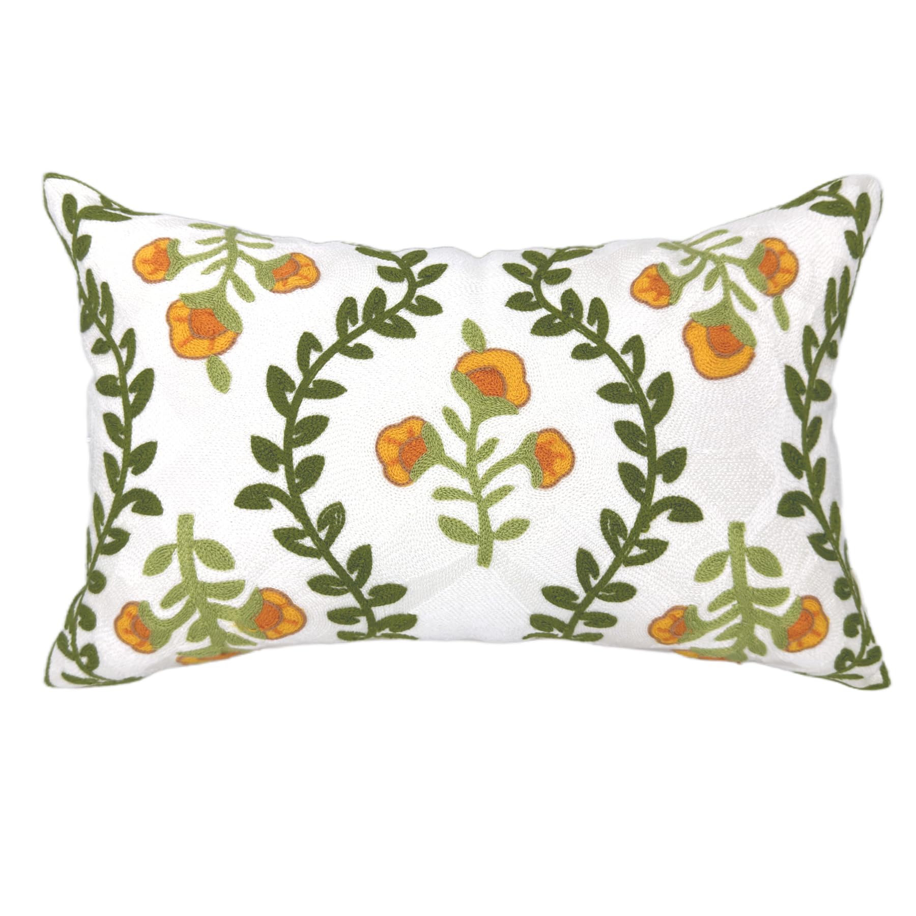 18 Inch Blue Floral Embroidered Cotton Pillow Covers Farmhouse Decor Set of 2
