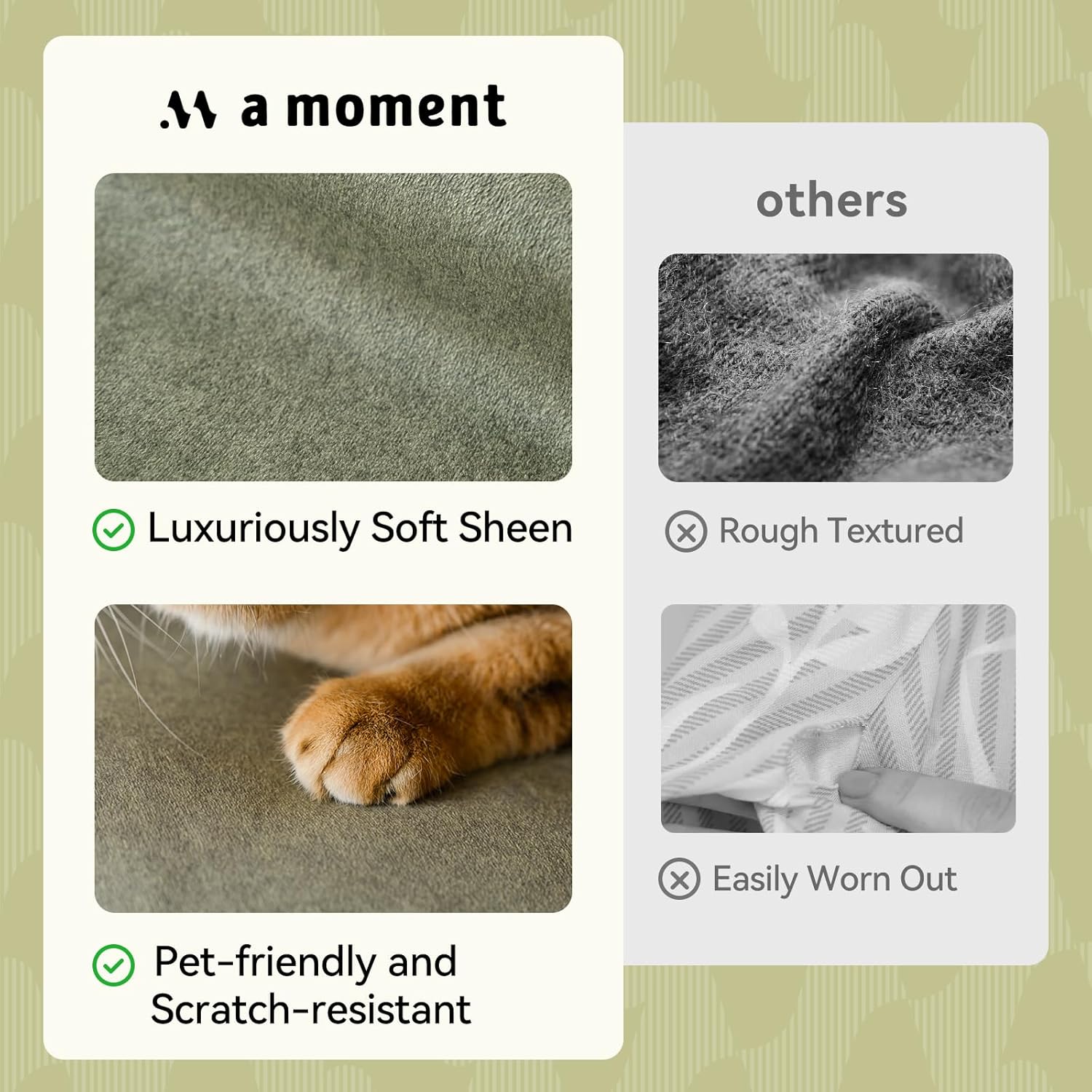 a moment Waterproof Throw Pillow Covers Set of 4,20x20 Inch Outdoor Stain Resistant Pet Friendly Pillowcases Cushion Covers for Patio Sofa and Living Room,Green