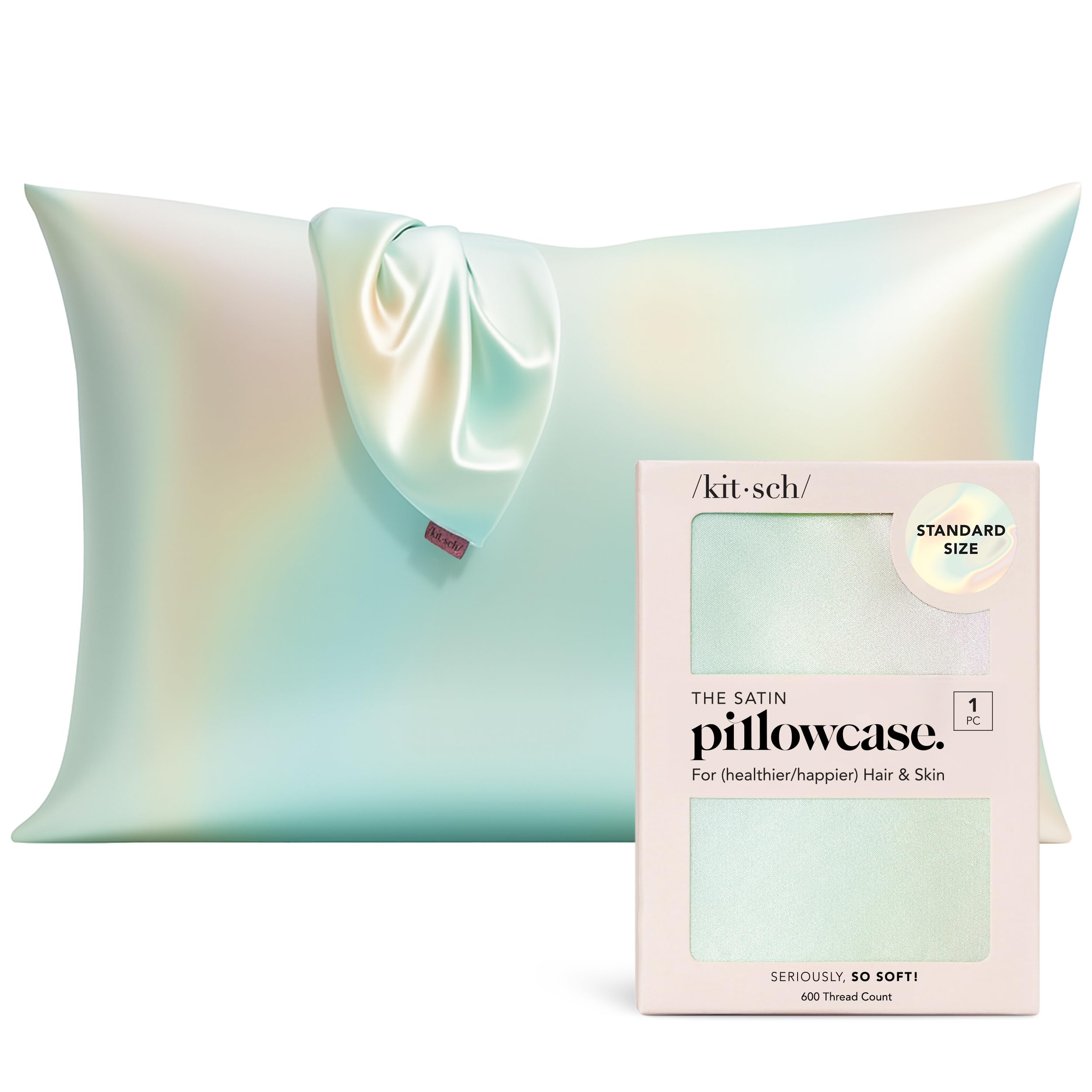 Kitsch Satin Pillowcase with Zipper for Hair & Skin - Softer Than Silk Pillow Cases, Smooth Cooling Satin Pillow Case, Wrinkle-Free, Machine Washable - Pillow Cases Standard Size (19x26), Ivory 2pcs