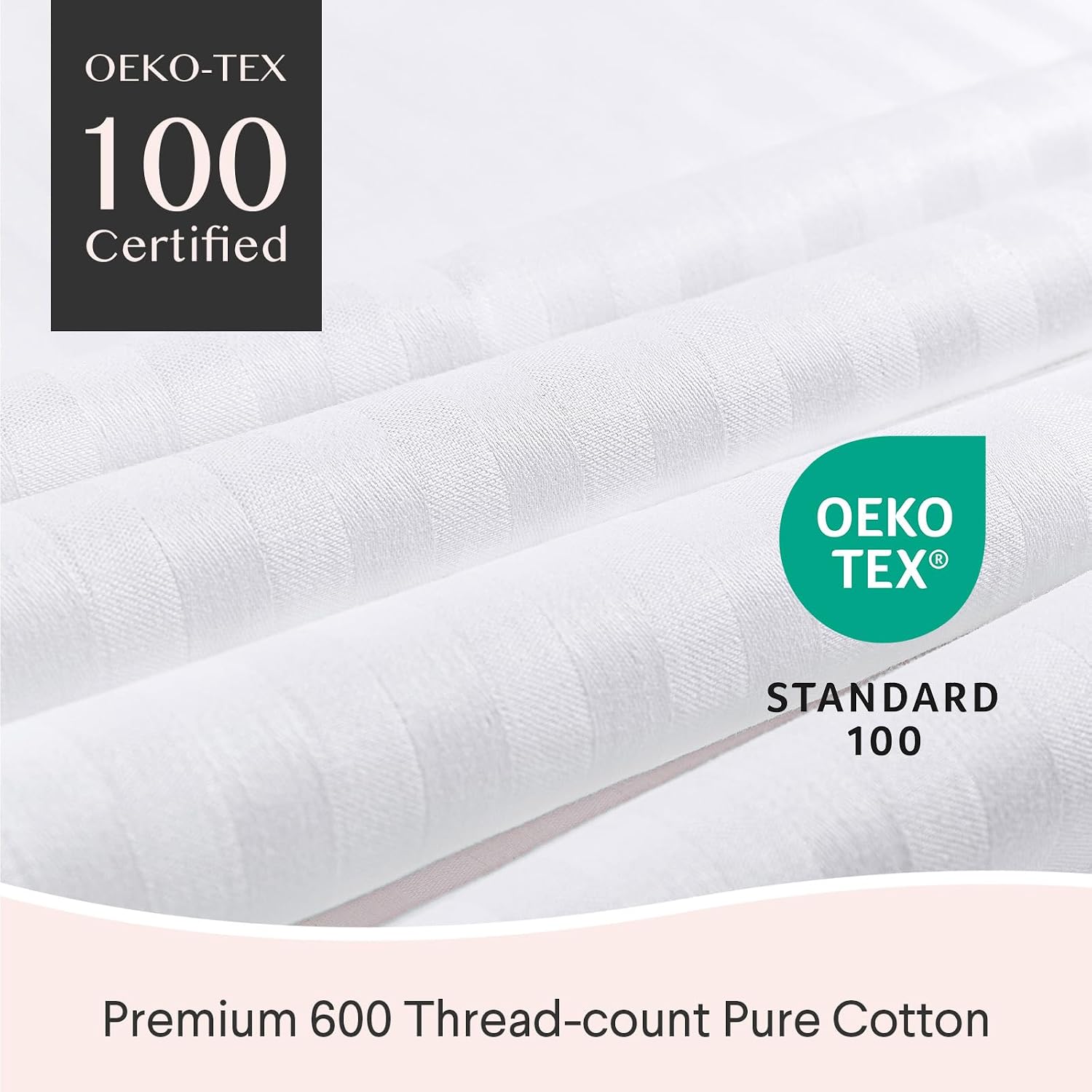 FAUNNA 600TC 100% Cotton Pillow Protectors, Queen Size (20x30), 4 Pack, Oeko-TEX Certified, Hotel Grade Pillow Cover with Silent Zipper, Zip Up Pillow Cases, White