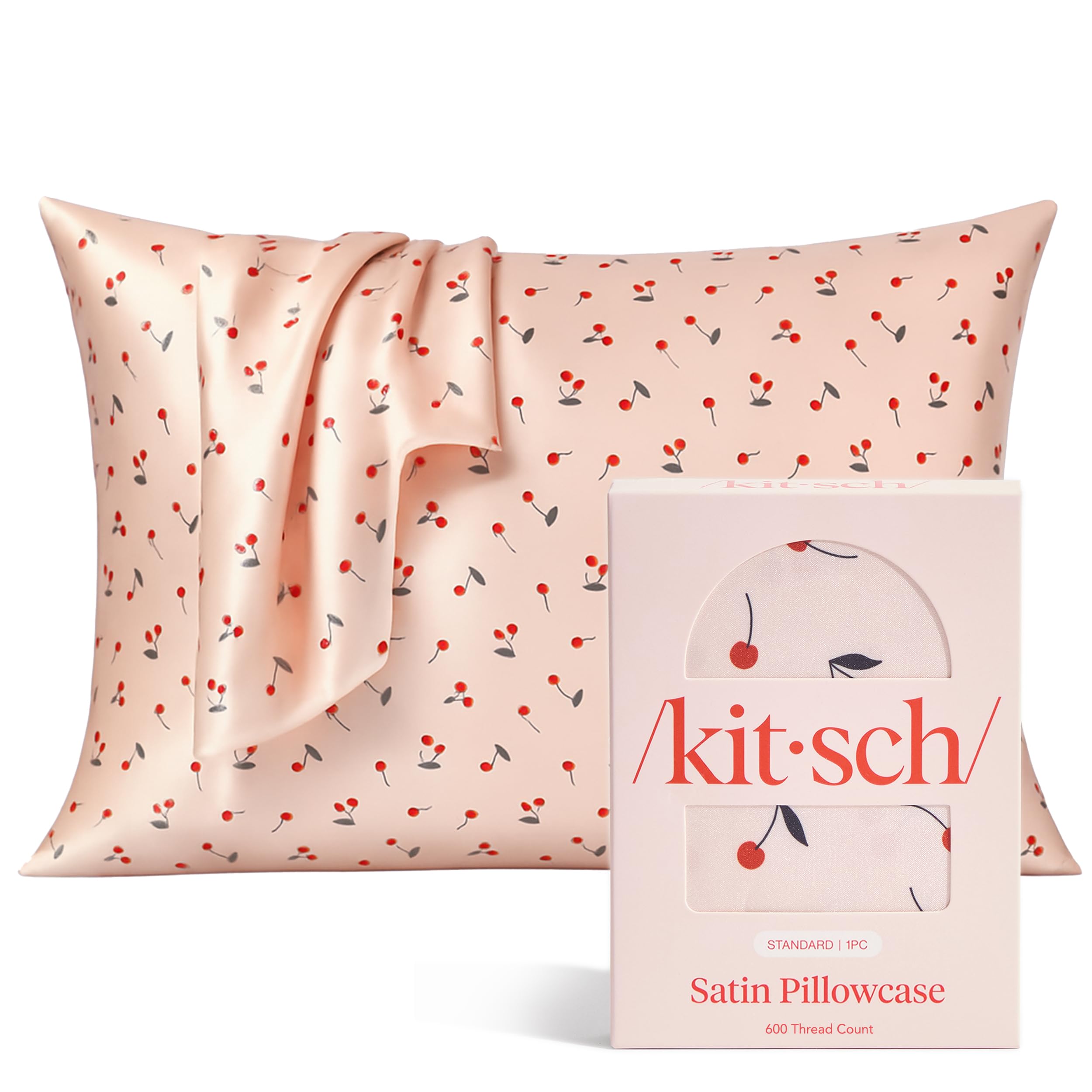 Kitsch Satin Pillowcase with Zipper for Hair & Skin - Softer Than Silk Pillow Cases, Smooth Cooling Satin Pillow Case, Wrinkle-Free, Machine Washable - Pillow Cases Standard Size (19x26), Ivory 2pcs