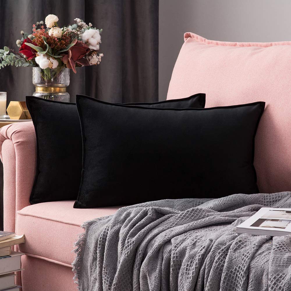 MIULEE Dark Coffee Velvet Throw Pillow Covers 22x22 Taupe Neutral Soft Decorative Solid Square Cushion Cases Pack of 2 Modern Luxury Home Decor for Couch, Sofa, Bedroom