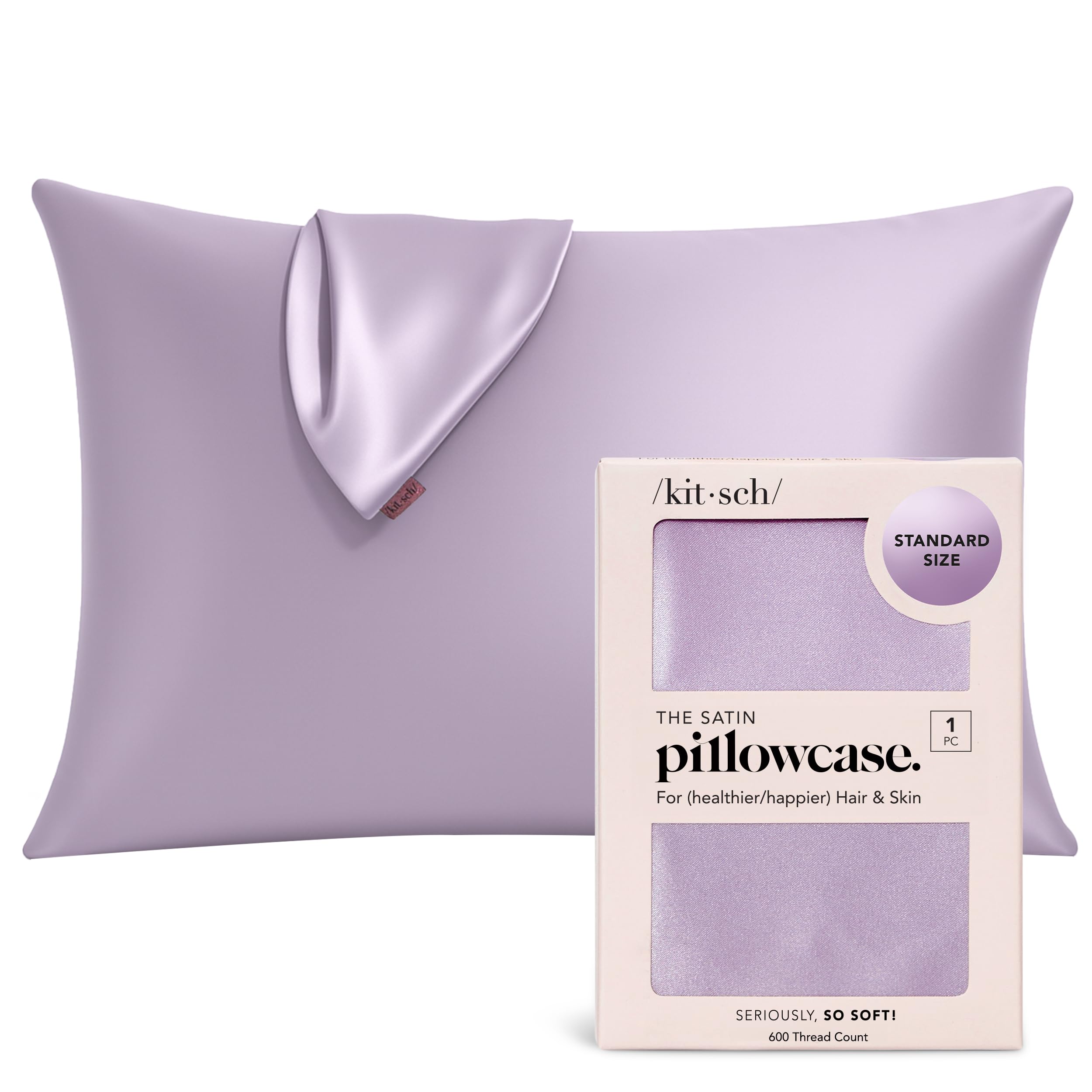 Kitsch Satin Pillowcase with Zipper for Hair & Skin - Softer Than Silk Pillow Cases, Smooth Cooling Satin Pillow Case, Wrinkle-Free, Machine Washable - Pillow Cases Standard Size (19x26), Ivory 2pcs