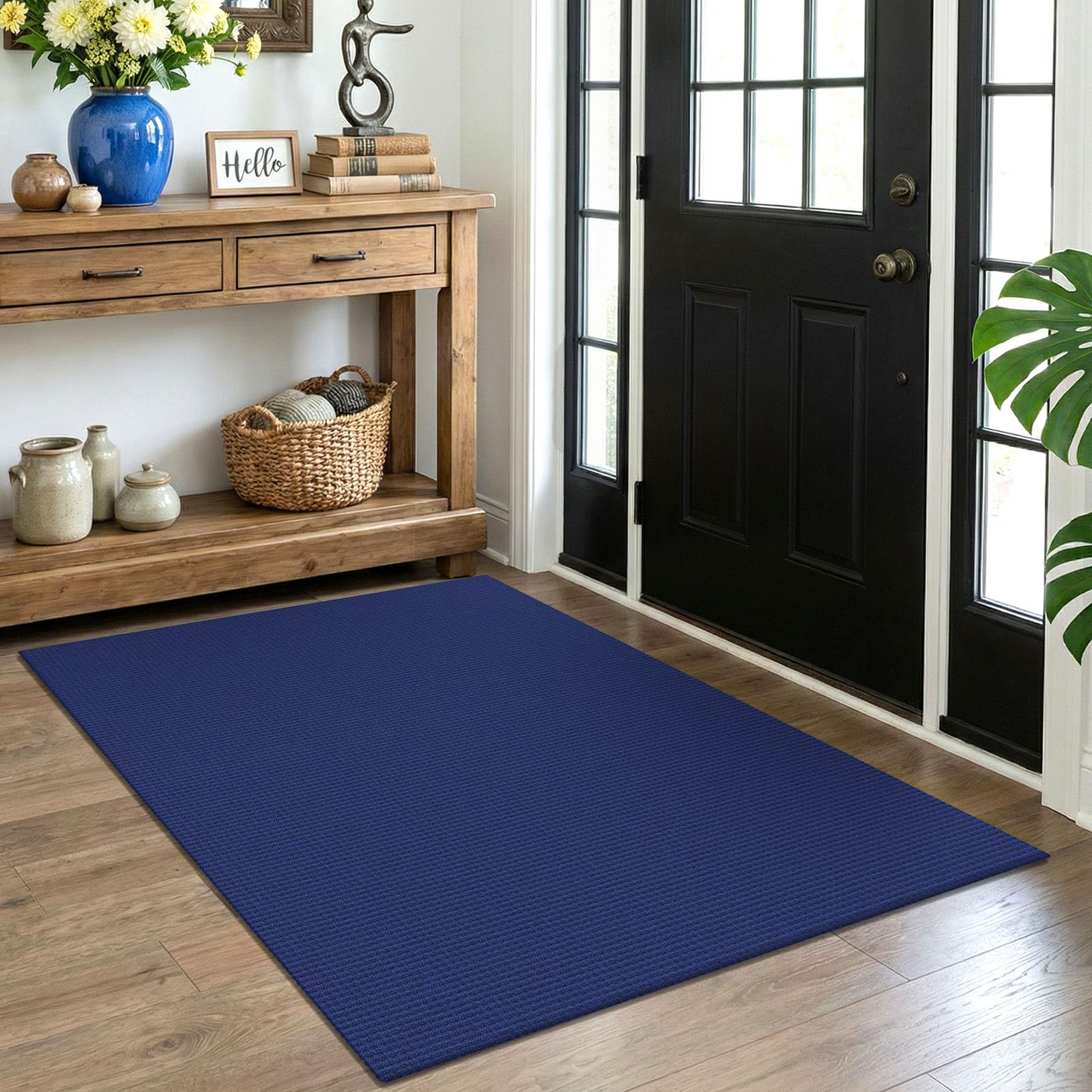 EARTHALL Woven Area Rug 4x6 Ft Washable Rugs for Entryway Non Slip Braided Throw Rugs Bedroom Carpet Cotton Entry Rug Cotton Floor Carpets for Bedroom Dining Room Living Room, Orange/Tan/Brown