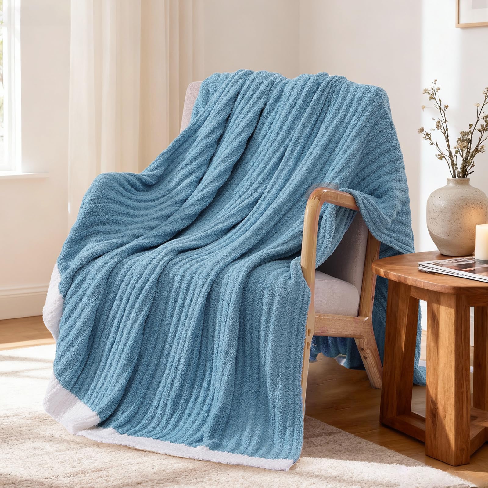 WRENSONGE Throw Blanket Cationic Dyeing Taupe Soft Cozy Fluffy Warm Hand Made Throw Blankets for Couch, Sofa, Chair, Bed, Camping, Picnic, Travel Lightweight Bed Blanket - 50"*60"