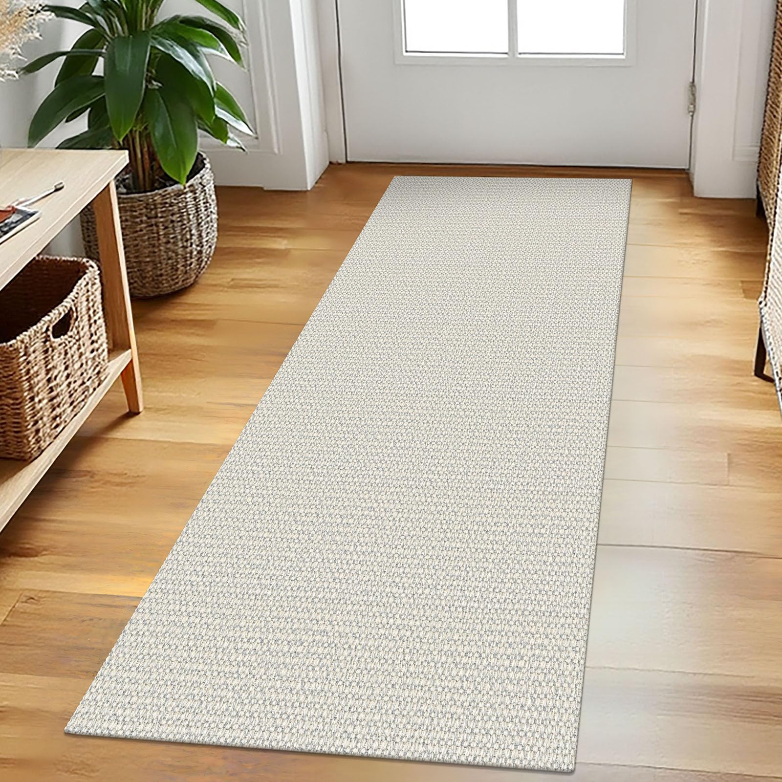 EARTHALL Washable Area Rug 4x6 Ft Non Slip Rugs for Entryway Braided Rubber Backed Bedroom Carpet Cotton Entry Rug Woven Floor Carpets for Bedroom Dining Room Living Room, Send/Beige