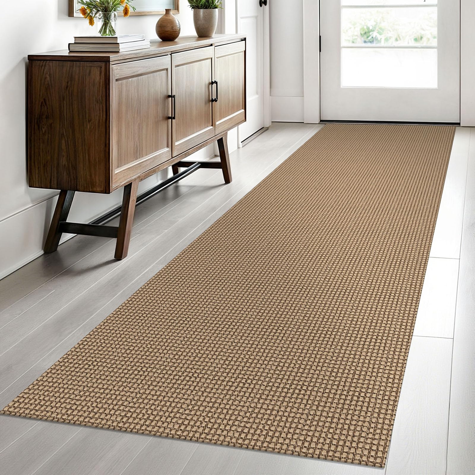EARTHALL Woven Area Rug 4x6 Ft Washable Rugs for Entryway Non Slip Braided Throw Rugs Bedroom Carpet Cotton Entry Rug Cotton Floor Carpets for Bedroom Dining Room Living Room, Orange/Tan/Brown