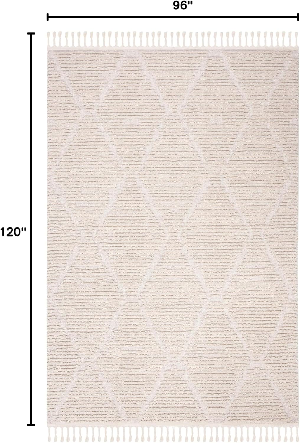 SAFAVIEH Area Rug 8x10 - Marrakesh Collection - Large - Beige, Moroccan Trellis Design with Tassel Detail, Non-Shedding & Easy to Clean, Ideal for Living Room, Bedroom, Dining Space (MRK517C)