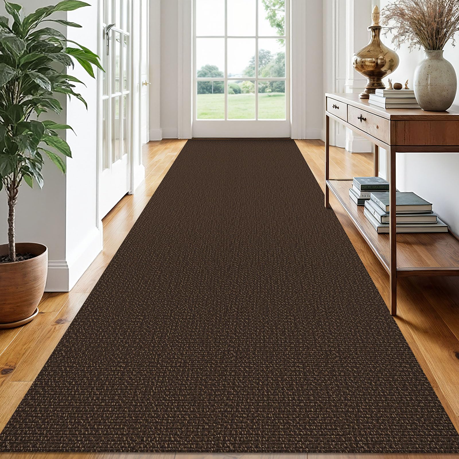 EARTHALL Washable Area Rug 4x6 Ft Non Slip Rugs for Entryway Braided Rubber Backed Bedroom Carpet Cotton Entry Rug Woven Floor Carpets for Bedroom Dining Room Living Room, Send/Beige