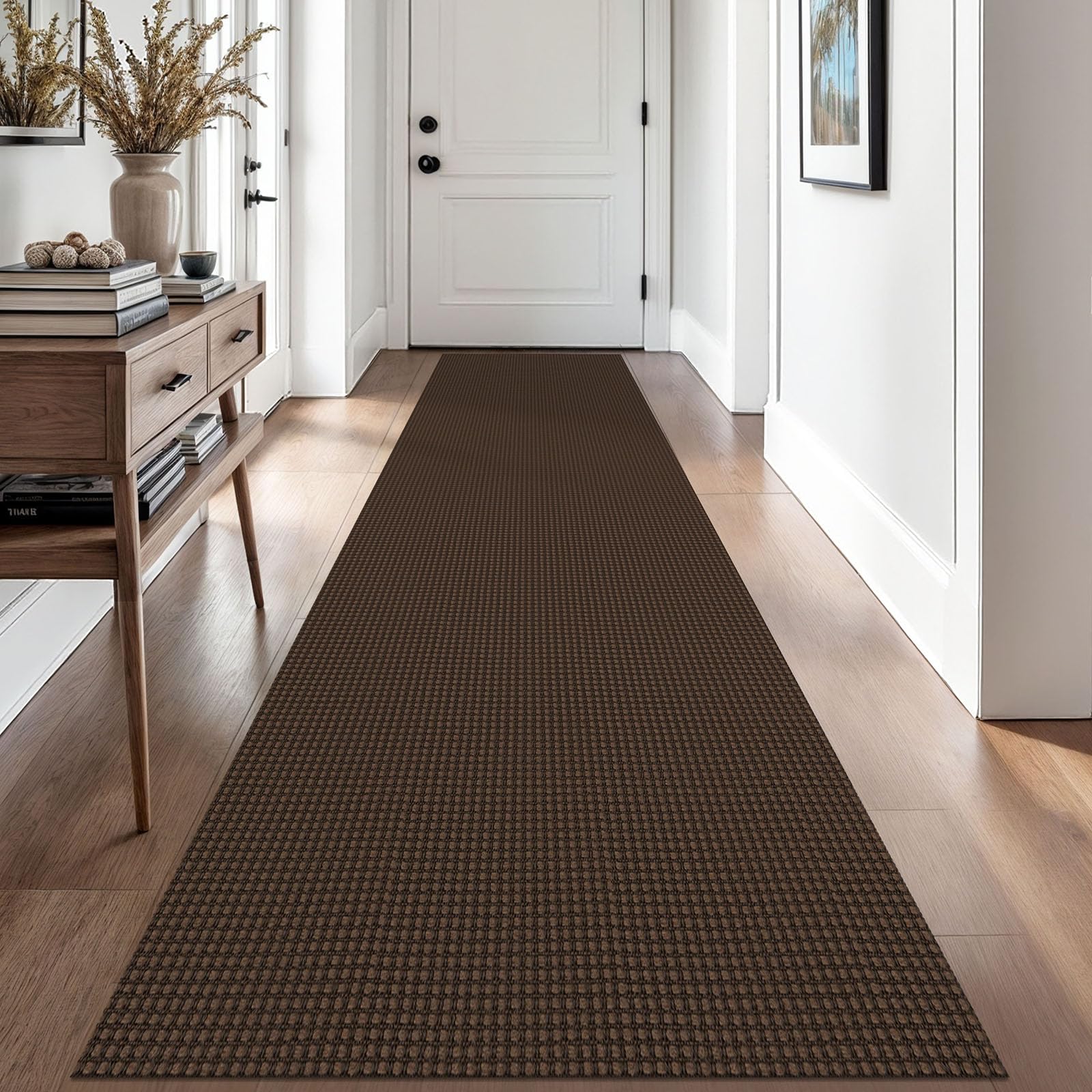EARTHALL Woven Area Rug 4x6 Ft Washable Rugs for Entryway Non Slip Braided Throw Rugs Bedroom Carpet Cotton Entry Rug Cotton Floor Carpets for Bedroom Dining Room Living Room, Orange/Tan/Brown