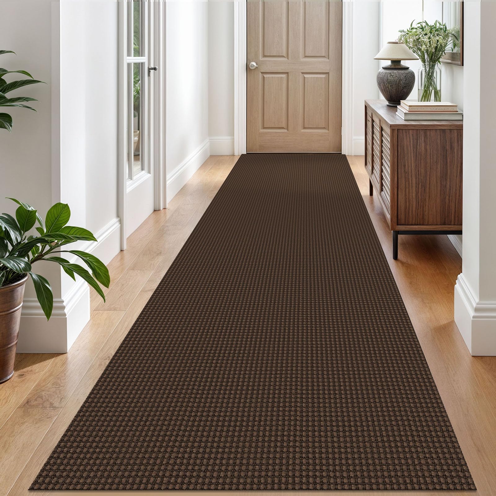 EARTHALL Woven Area Rug 4x6 Ft Washable Rugs for Entryway Non Slip Braided Throw Rugs Bedroom Carpet Cotton Entry Rug Cotton Floor Carpets for Bedroom Dining Room Living Room, Orange/Tan/Brown