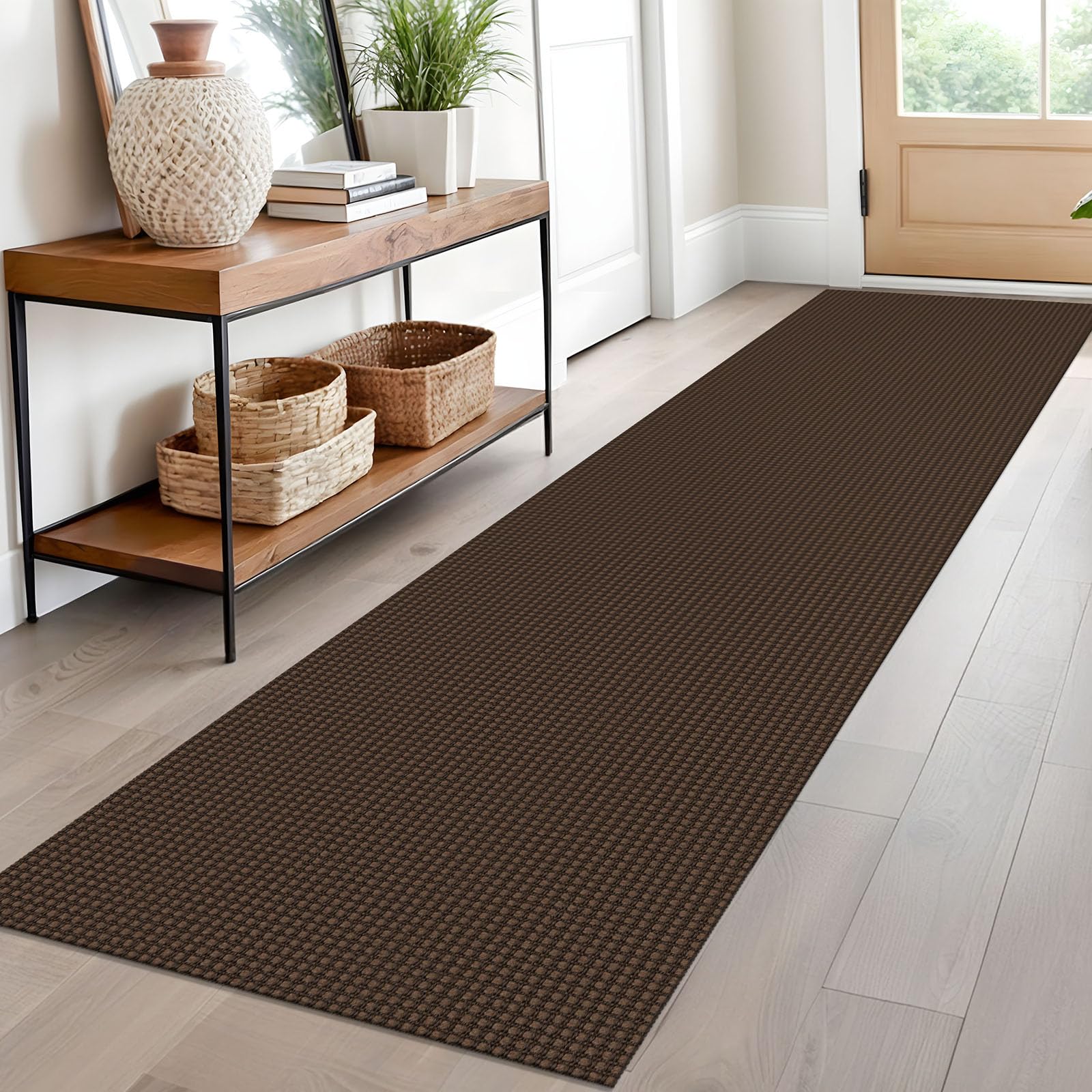 EARTHALL Woven Area Rug 4x6 Ft Washable Rugs for Entryway Non Slip Braided Throw Rugs Bedroom Carpet Cotton Entry Rug Cotton Floor Carpets for Bedroom Dining Room Living Room, Orange/Tan/Brown