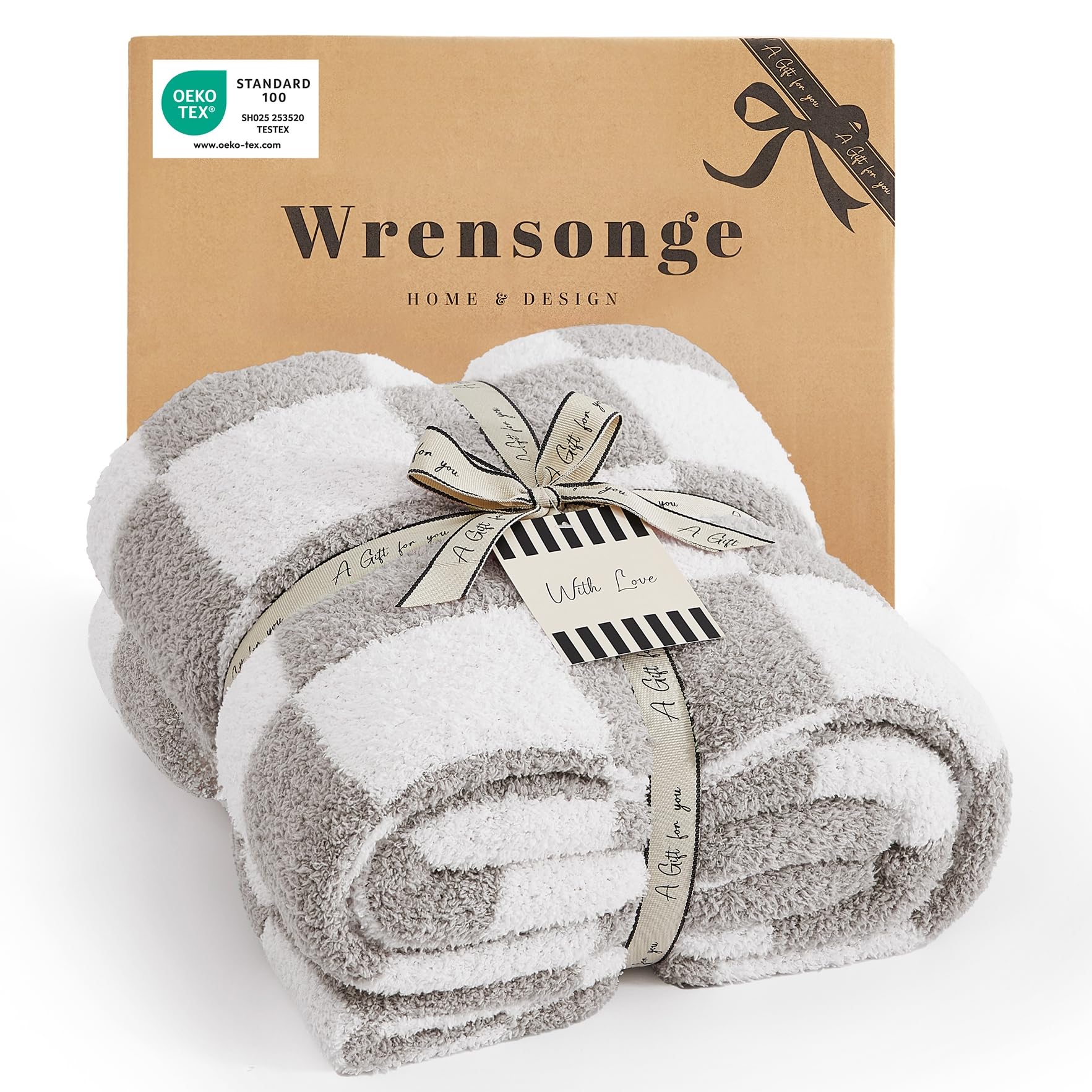 WRENSONGE Throw Blanket Cationic Dyeing Taupe Soft Cozy Fluffy Warm Hand Made Throw Blankets for Couch, Sofa, Chair, Bed, Camping, Picnic, Travel Lightweight Bed Blanket - 50"*60"
