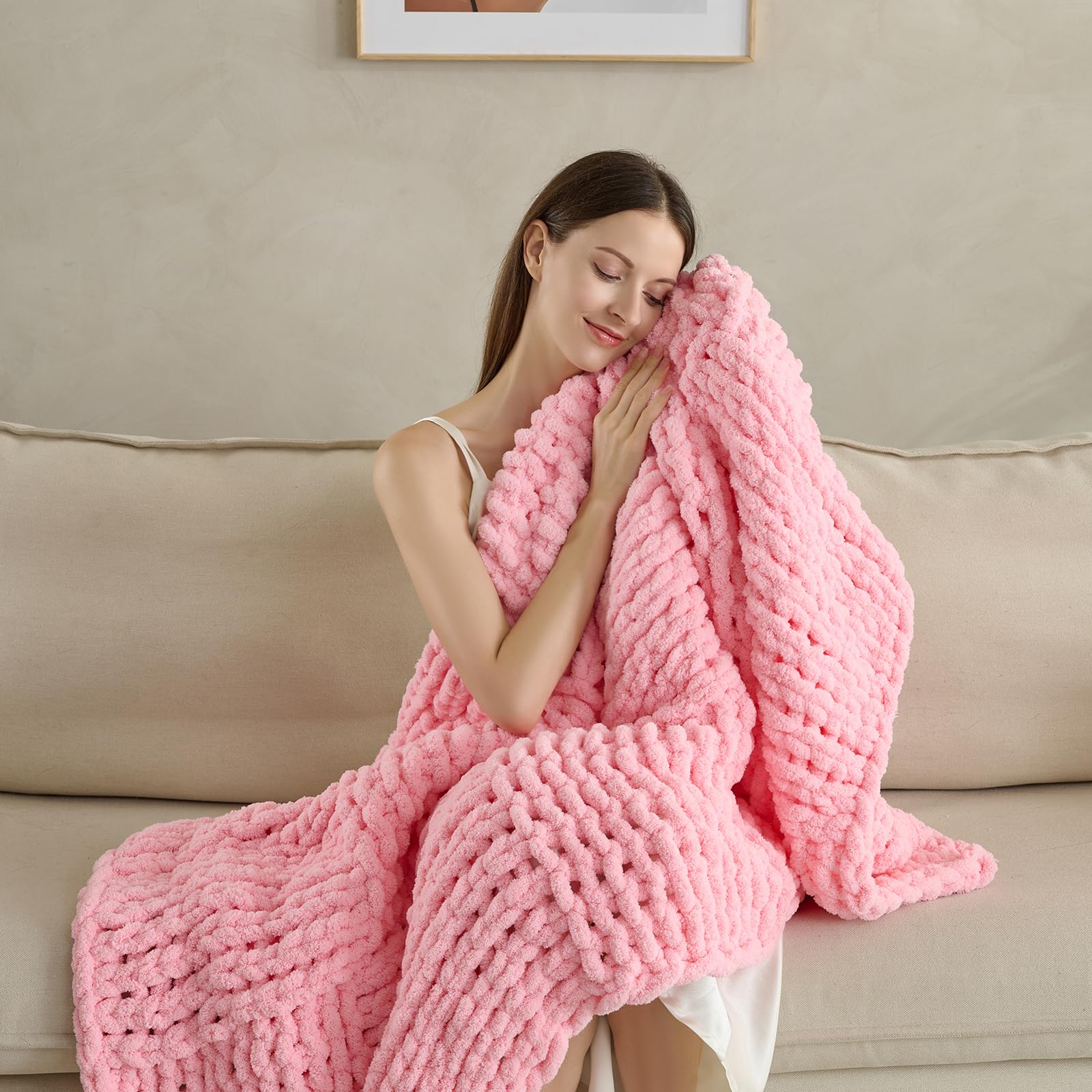 Soft Knitted Throw Blanket - 50x60 Inch Cozy & Lightweight All-Season Blanket, Wrinkle-Resistant Polyester for Couch, Bed, Sofa, Reading Nook (Green)