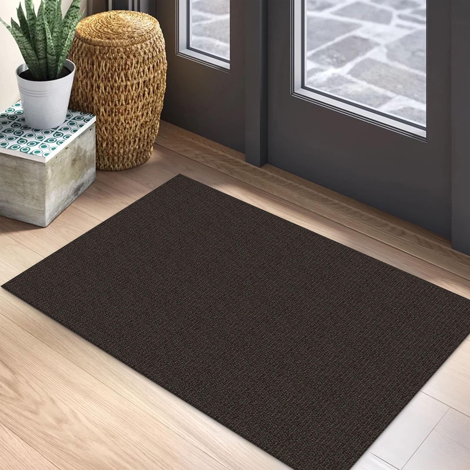 EARTHALL Washable Area Rug 4x6 Ft Non Slip Rugs for Entryway Braided Rubber Backed Bedroom Carpet Cotton Entry Rug Woven Floor Carpets for Bedroom Dining Room Living Room, Send/Beige