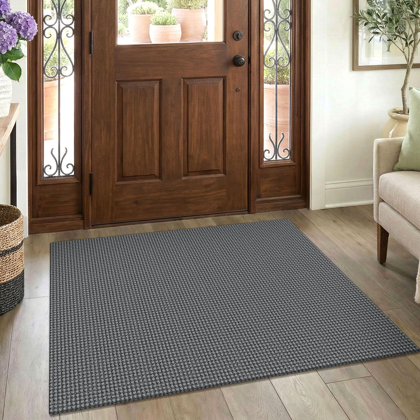 EARTHALL Woven Area Rug 4x6 Ft Washable Rugs for Entryway Non Slip Braided Throw Rugs Bedroom Carpet Cotton Entry Rug Cotton Floor Carpets for Bedroom Dining Room Living Room, Orange/Tan/Brown
