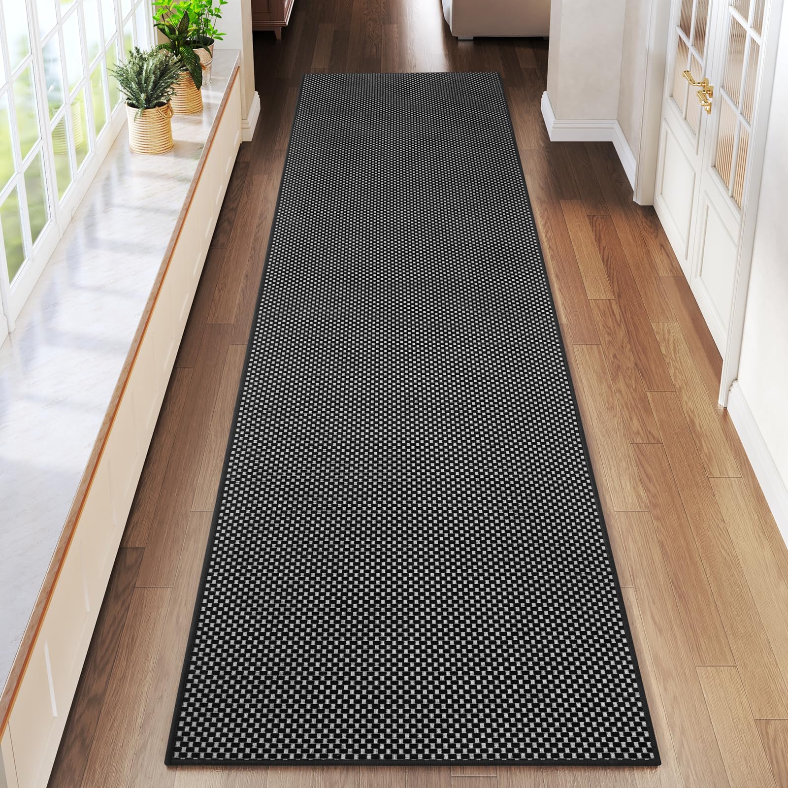 YDKGL Boho Washable Area Rugs 5x7 ft, Non Slip Area Rug for Living Room, Braided Office Rugs Bedroom Rug Woven Washable Indoor Floor Carpets for Office Dining Bedroom Living Room, Easy to Clean, Brown