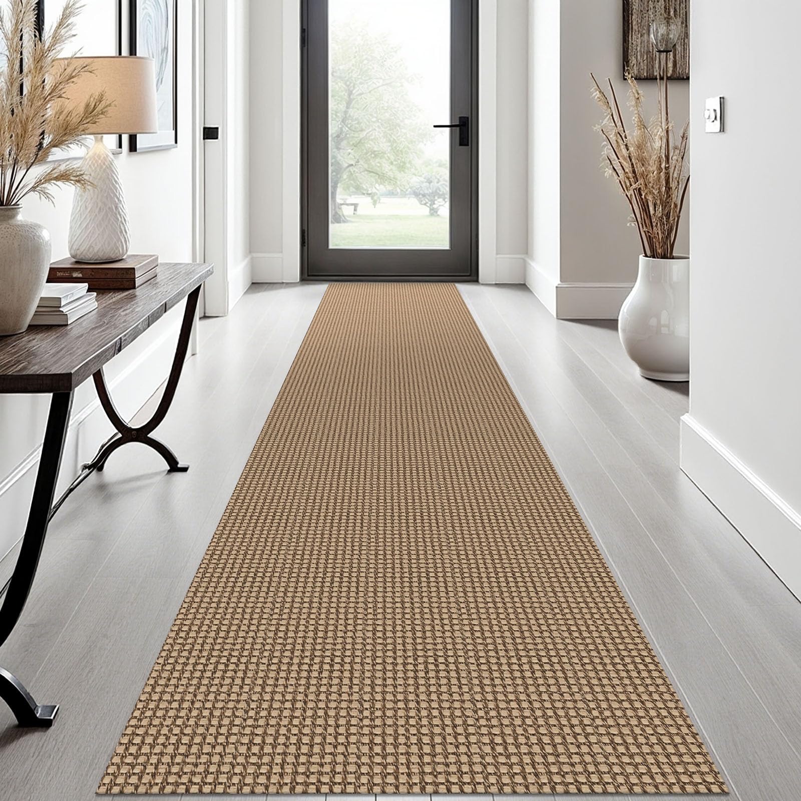 EARTHALL Woven Area Rug 4x6 Ft Washable Rugs for Entryway Non Slip Braided Throw Rugs Bedroom Carpet Cotton Entry Rug Cotton Floor Carpets for Bedroom Dining Room Living Room, Orange/Tan/Brown