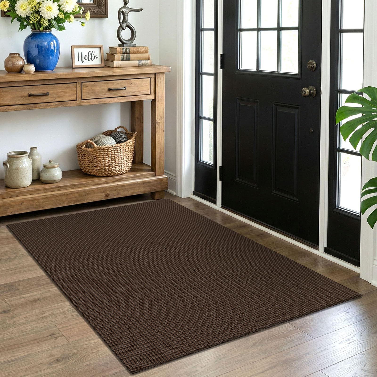 EARTHALL Woven Area Rug 4x6 Ft Washable Rugs for Entryway Non Slip Braided Throw Rugs Bedroom Carpet Cotton Entry Rug Cotton Floor Carpets for Bedroom Dining Room Living Room, Orange/Tan/Brown