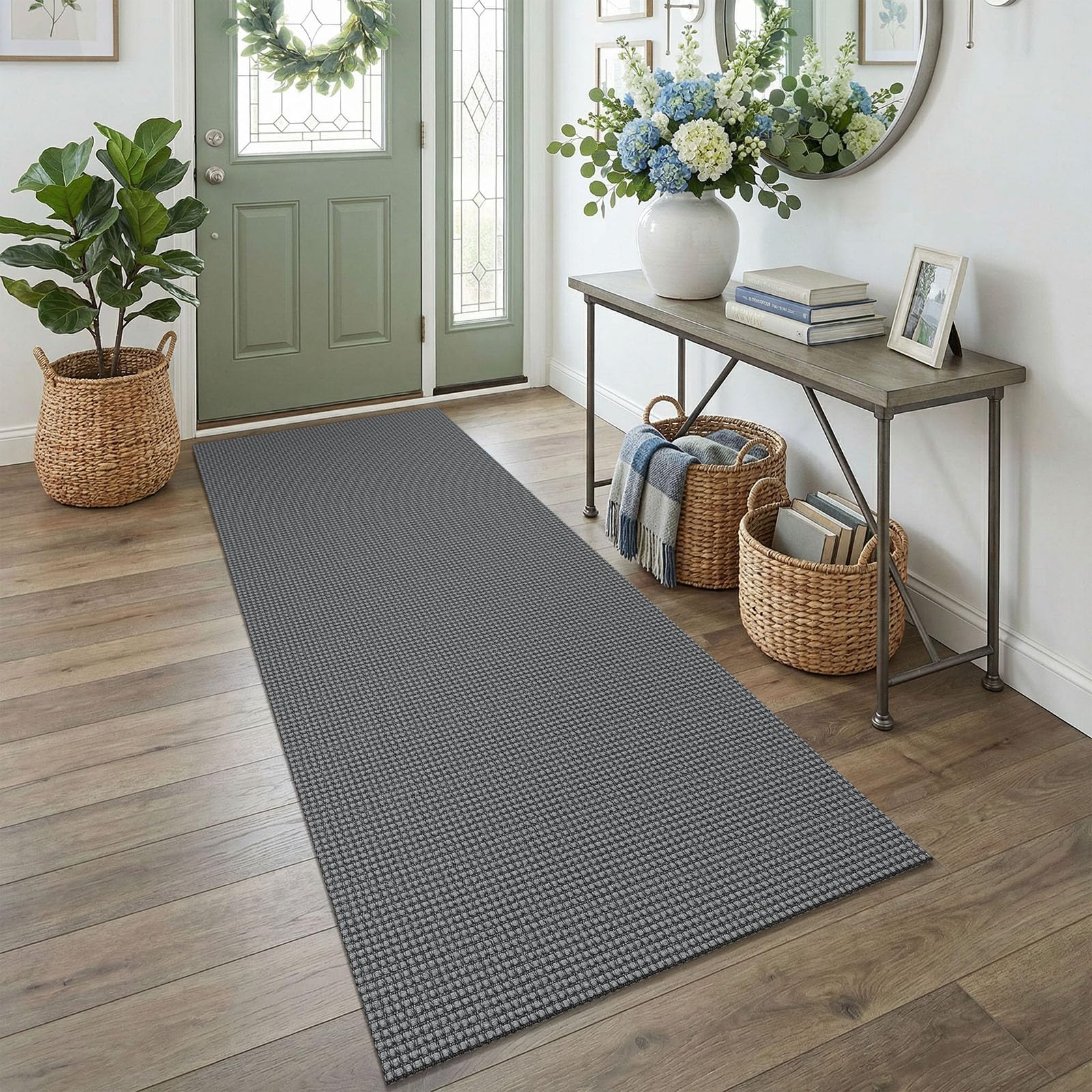 EARTHALL Woven Area Rug 4x6 Ft Washable Rugs for Entryway Non Slip Braided Throw Rugs Bedroom Carpet Cotton Entry Rug Cotton Floor Carpets for Bedroom Dining Room Living Room, Orange/Tan/Brown