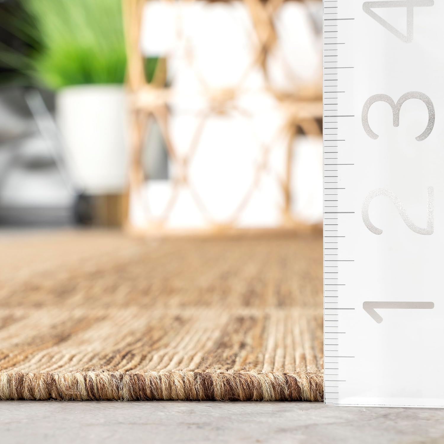 Nuloom Asha Light Brown/Ivory, 8' x 10', Casual, Striped Border, Soft and Cozy, High Traffic, Easy Clean, Durable Area Rug for Indoor/Outdoor Patio, Deck, Porch, Garden, Courtyard