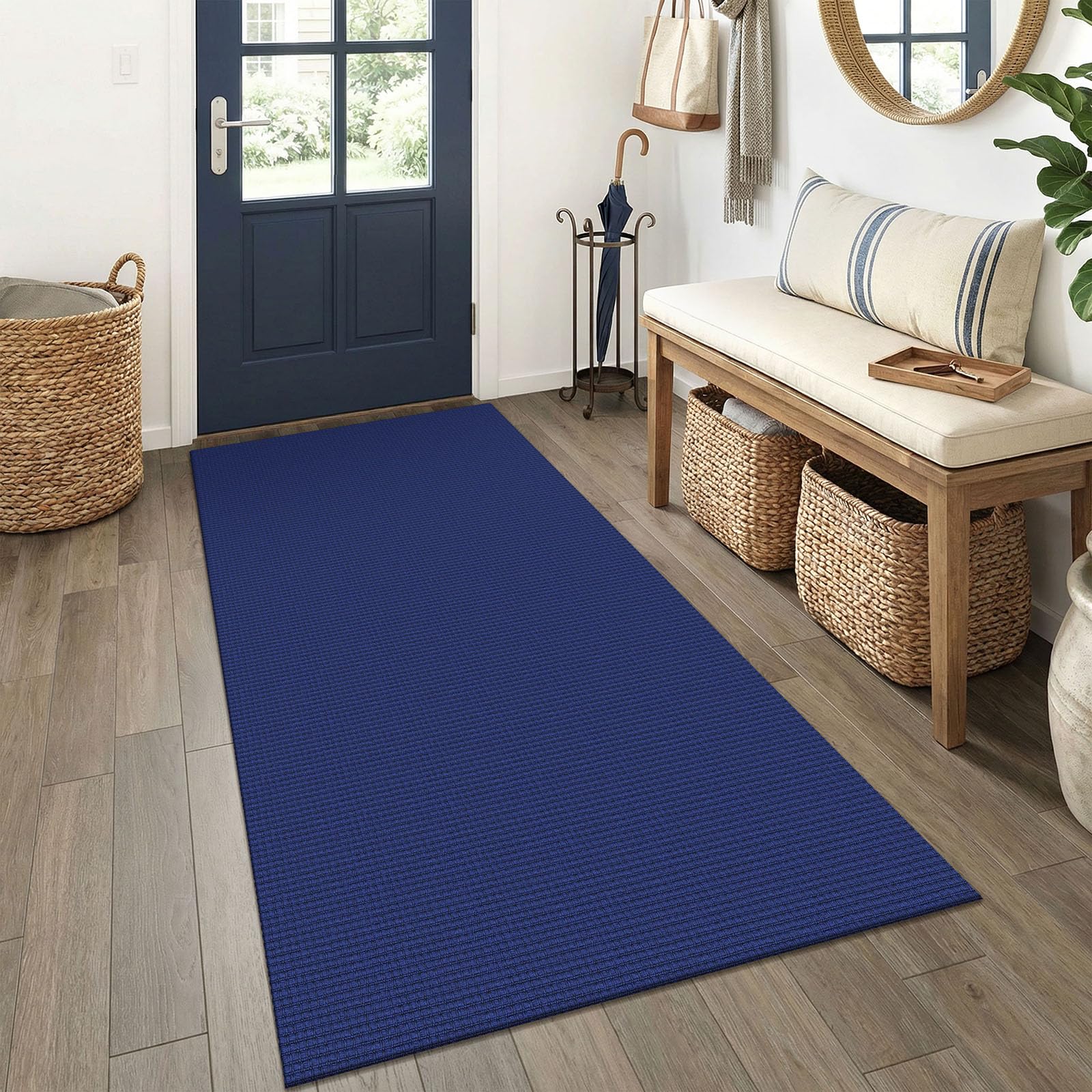 EARTHALL Woven Area Rug 4x6 Ft Washable Rugs for Entryway Non Slip Braided Throw Rugs Bedroom Carpet Cotton Entry Rug Cotton Floor Carpets for Bedroom Dining Room Living Room, Orange/Tan/Brown
