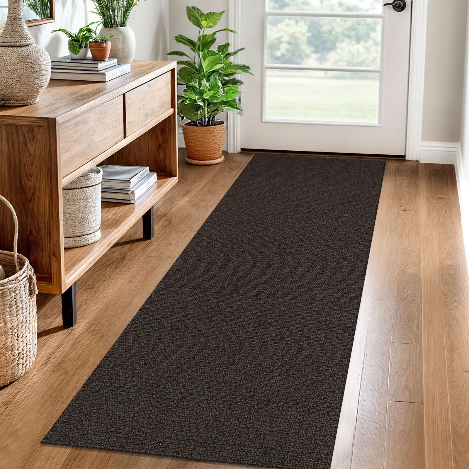 EARTHALL Washable Area Rug 4x6 Ft Non Slip Rugs for Entryway Braided Rubber Backed Bedroom Carpet Cotton Entry Rug Woven Floor Carpets for Bedroom Dining Room Living Room, Send/Beige