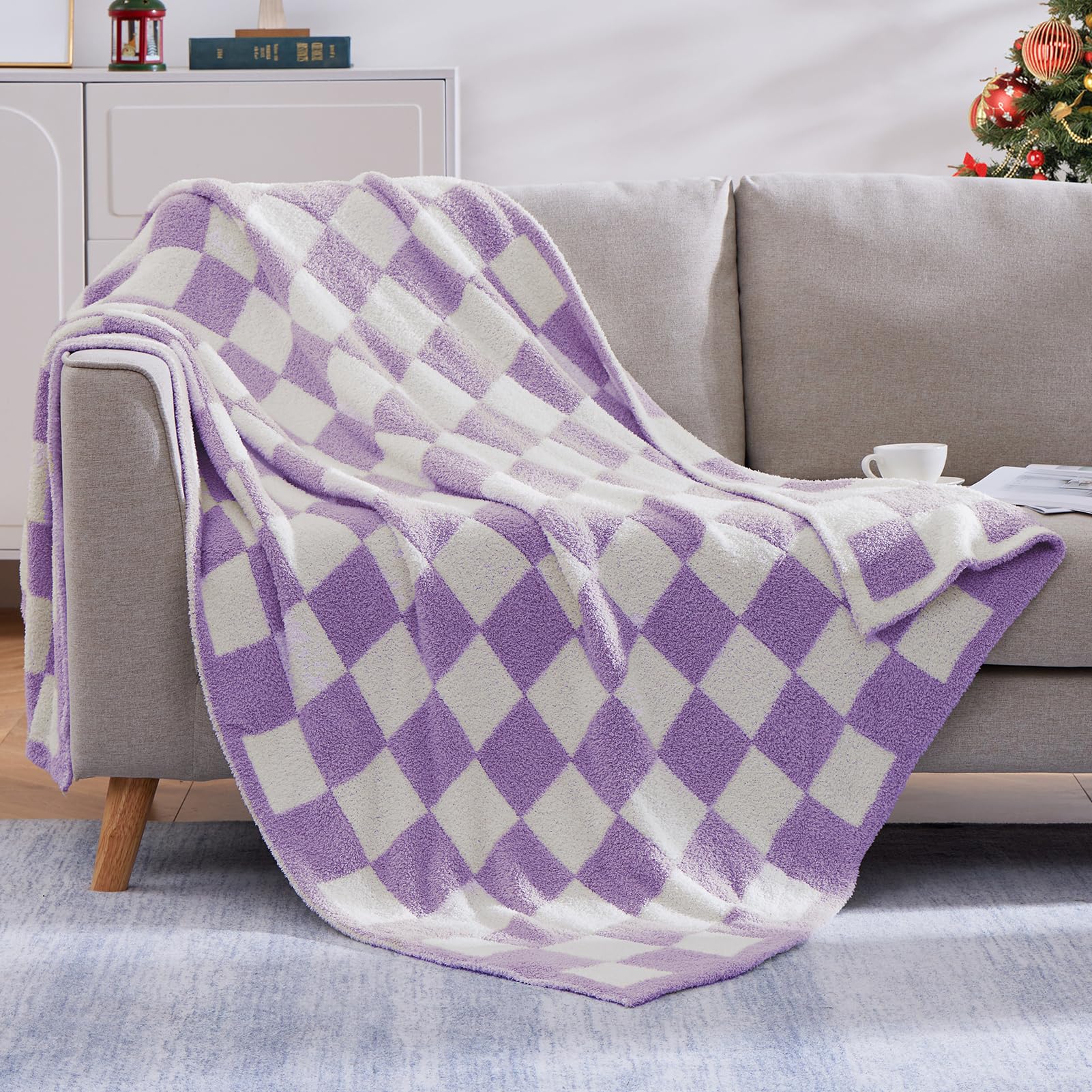 WRENSONGE Throw Blanket Cationic Dyeing Taupe Soft Cozy Fluffy Warm Hand Made Throw Blankets for Couch, Sofa, Chair, Bed, Camping, Picnic, Travel Lightweight Bed Blanket - 50"*60"