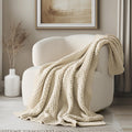 EVERGRACEHOME Chunky Chenille Knit Throw Blanket for Couch, Soft Luxurious Moss Stitch Blankets for Bed, Cozy Decorative Farmhouse Knitted Throws for Sofa, Mocha Brown, 50" x 60"